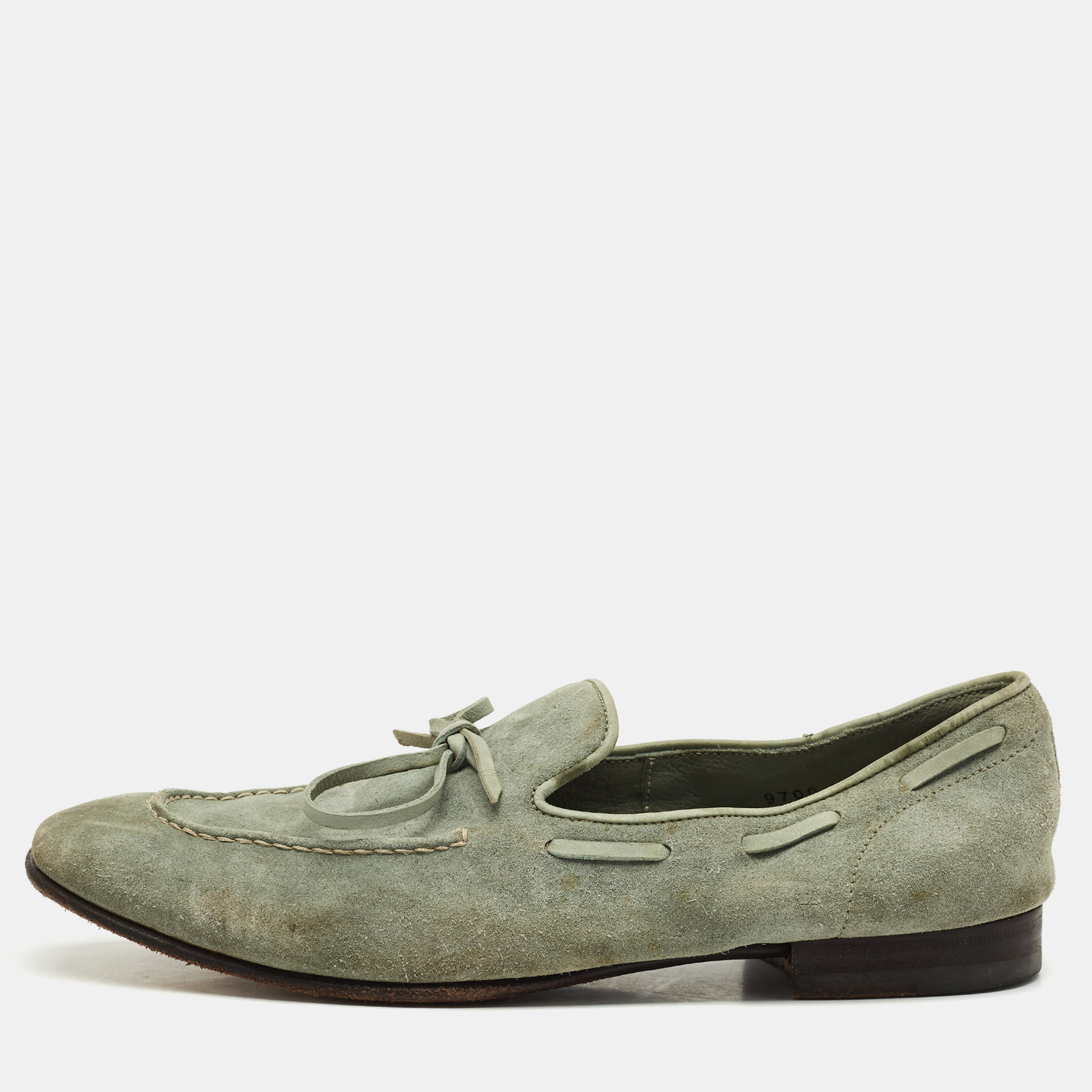 

Santoni Blue Suede Slip On Loafers Size 40