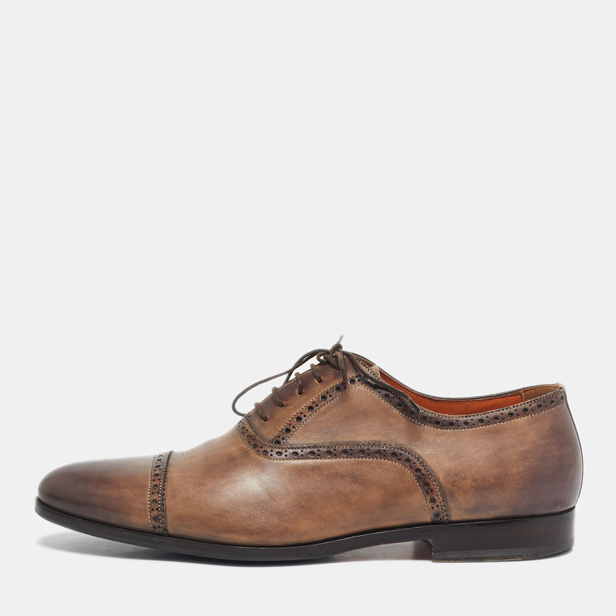 

Santoni Brown Leather Brogues Lace Up Oxford Size 43