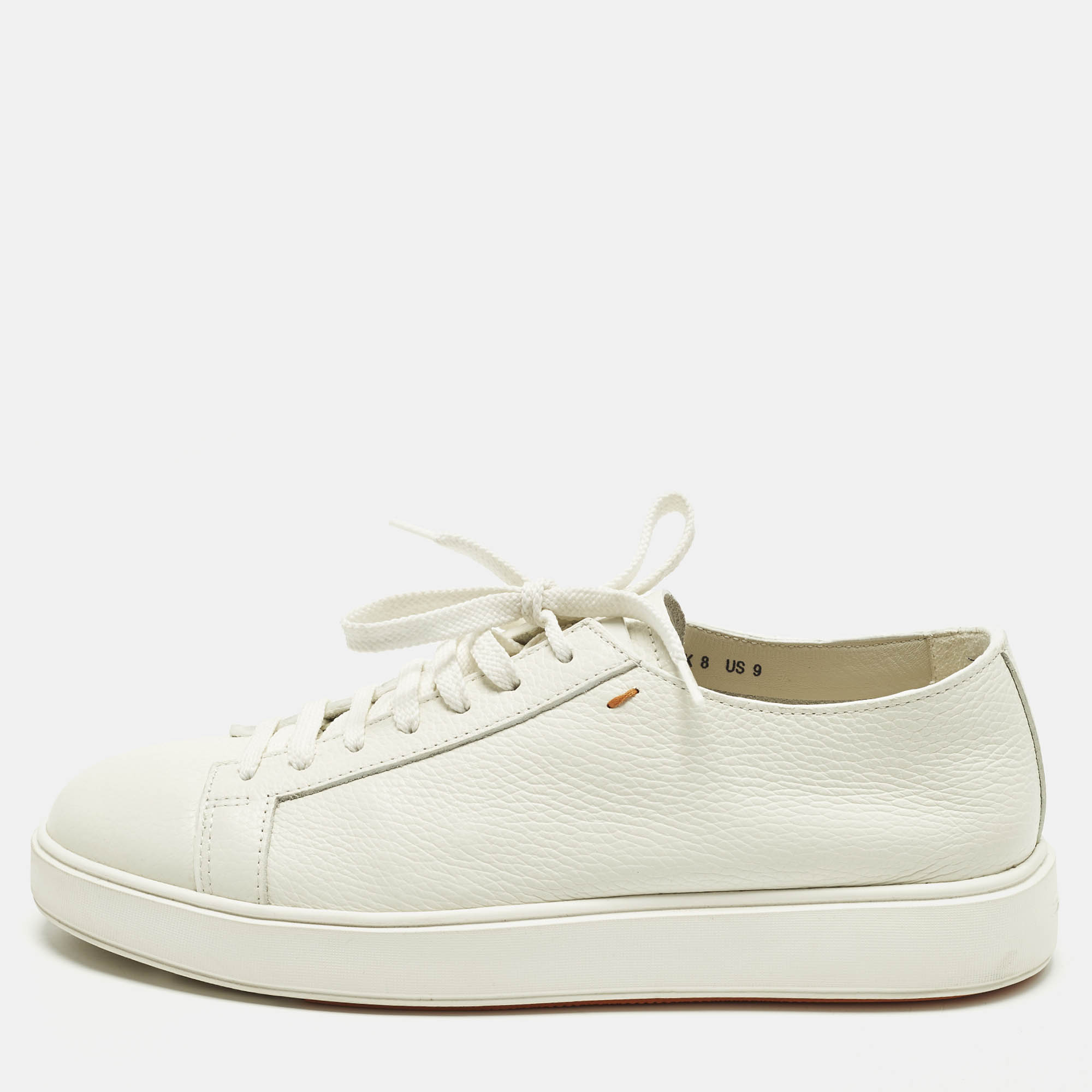 

Santoni White Leather Low Top Sneakers