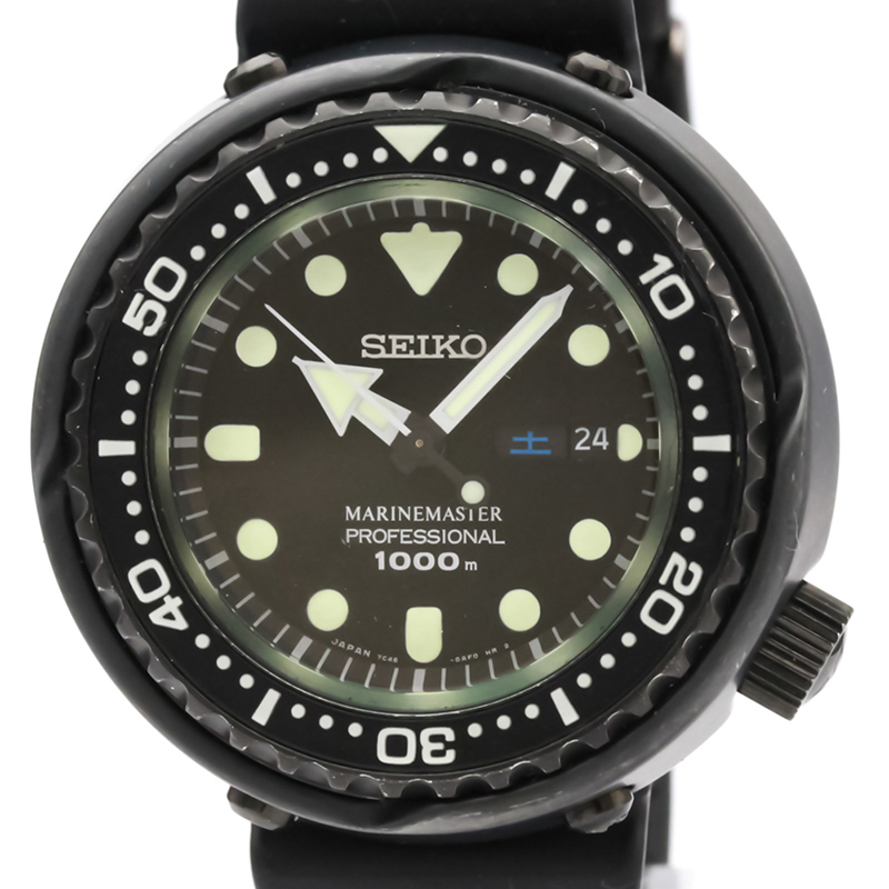 

Seiko Black Satinless Steel and Rubber Marine Master Professional SBBN025 Men's Wristwatch