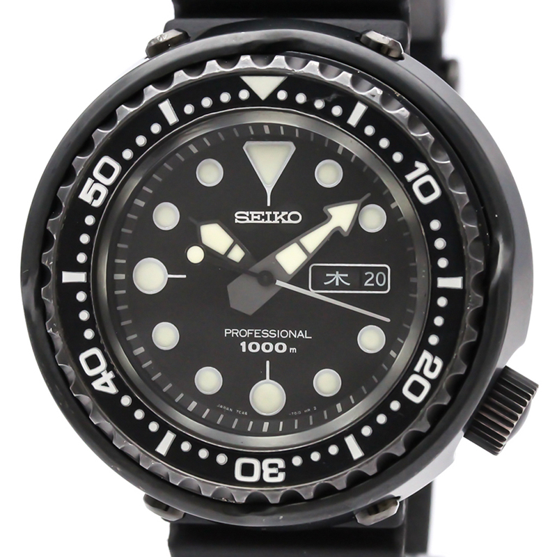 

Seiko Black Stainless Steel and Rubber Marin Master SBBN011 Men's Wristwatch