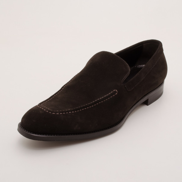 Pre Owned Sergio Rossi Brown Suede Loafers Size 44
