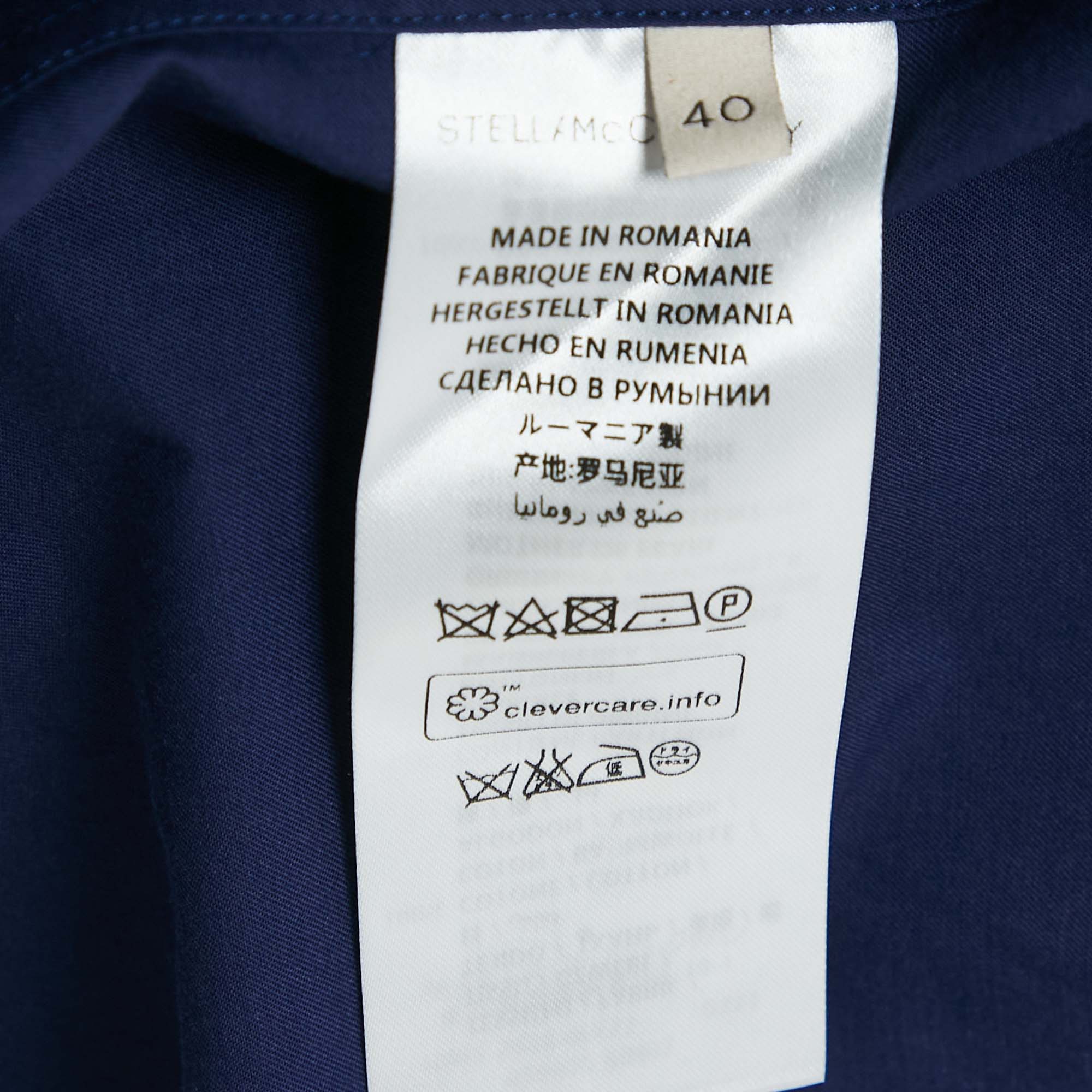 Stella McCartney Navy Blue Swallows Embroidered Cotton Shirt M 