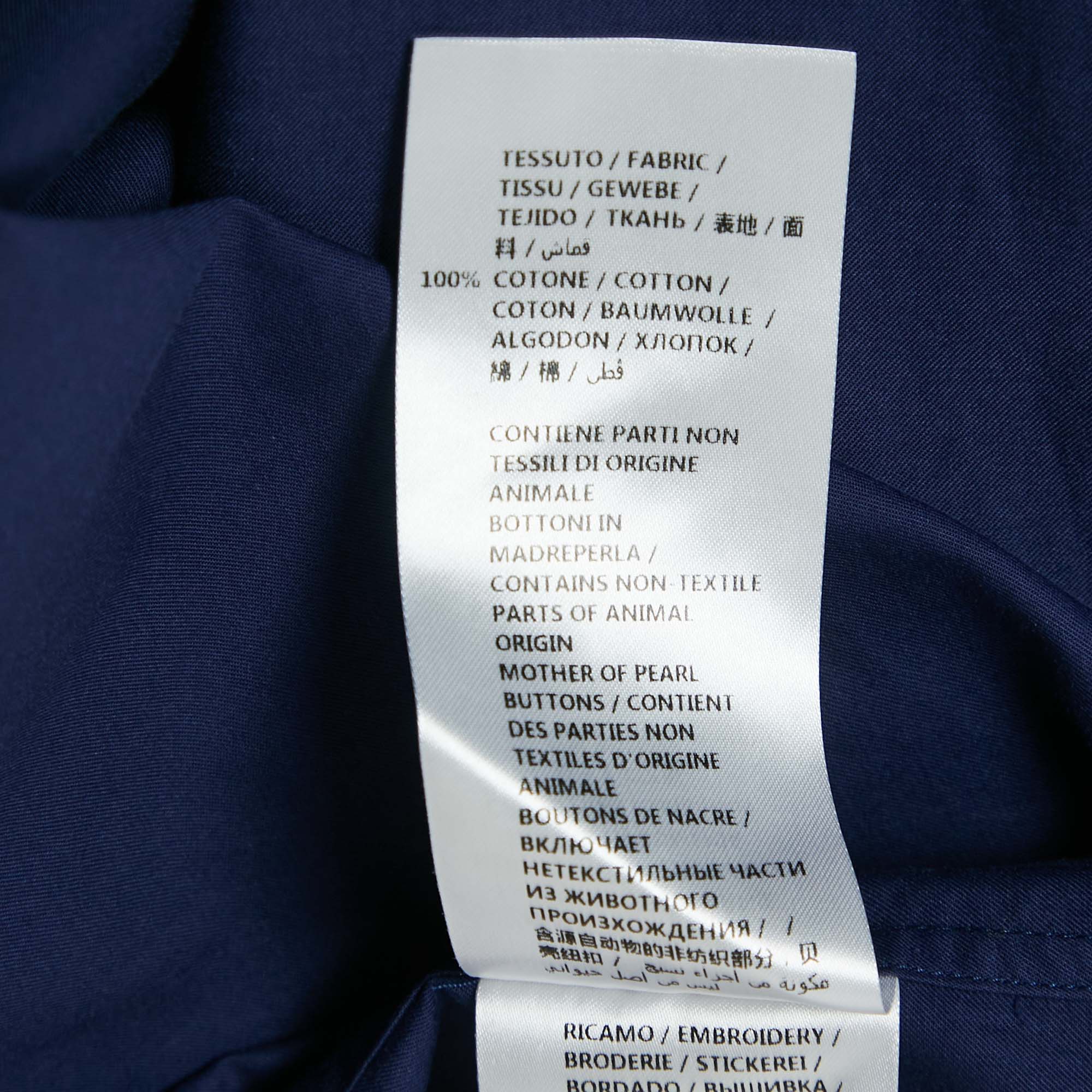 Stella McCartney Navy Blue Swallows Embroidered Cotton Shirt M 