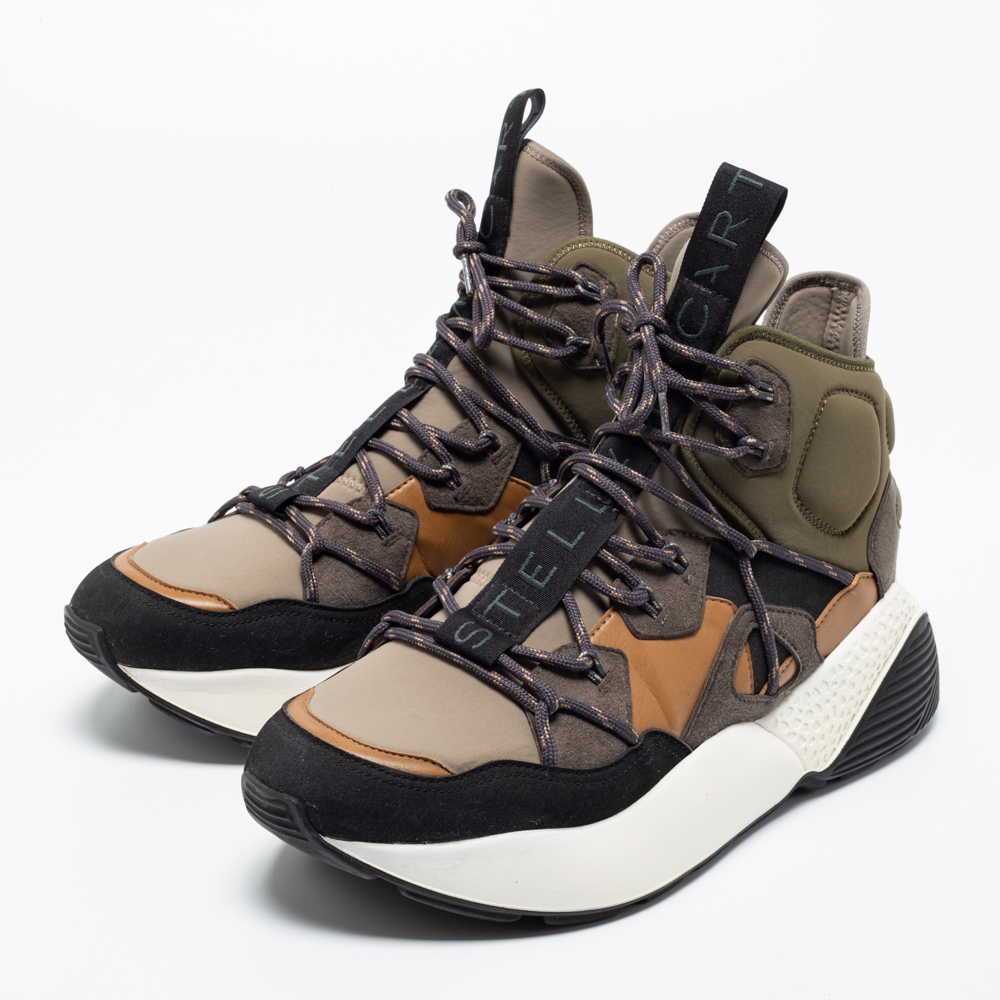 

Stella McCartney Multicolor Fabric And Suede High Top Sneakers Size