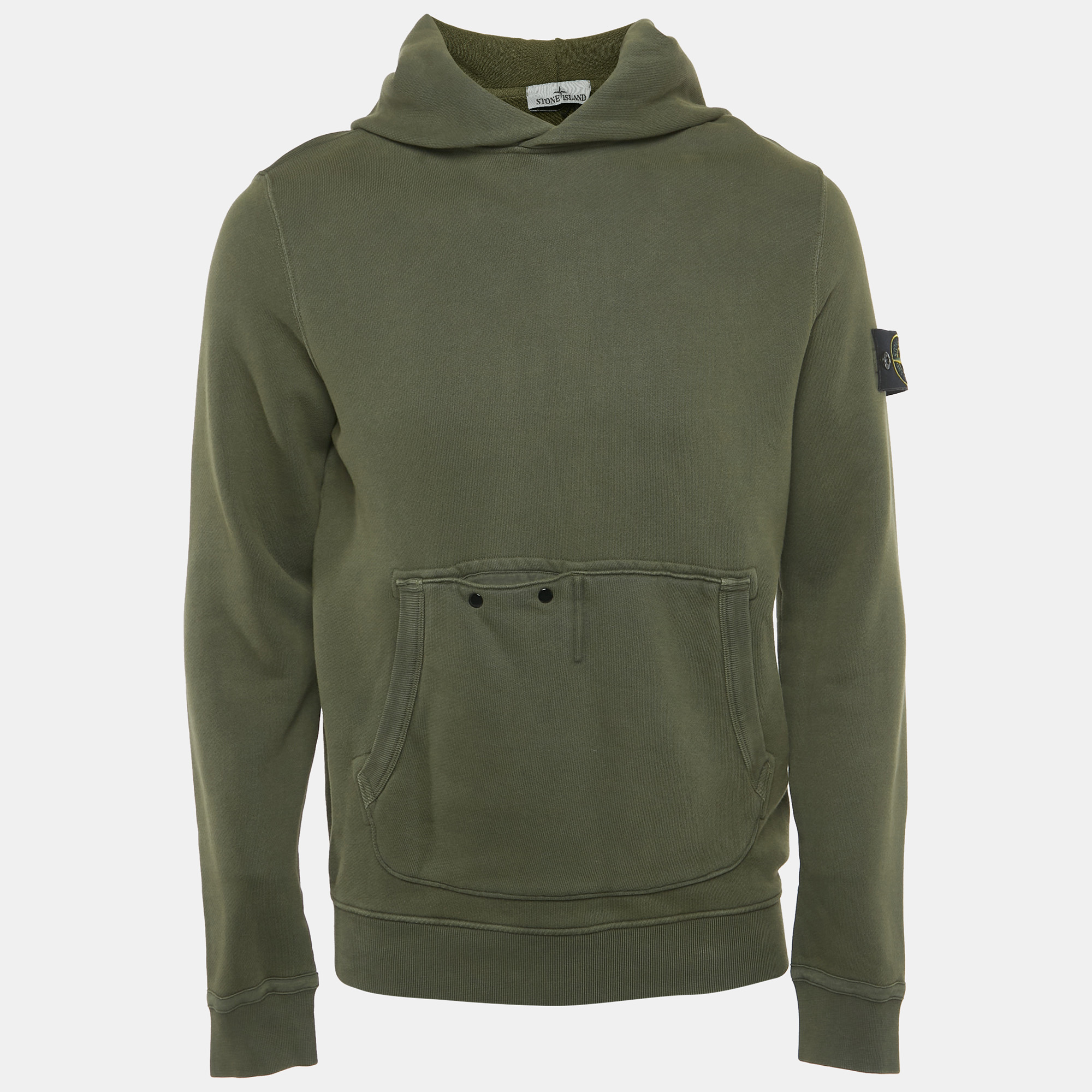 

Stone Island Olive Green Cotton Compass Patch Hoodie S