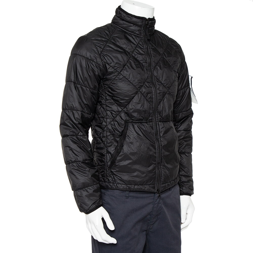 

Stone Island Black Synthetic Quilted Zip Front Jacket