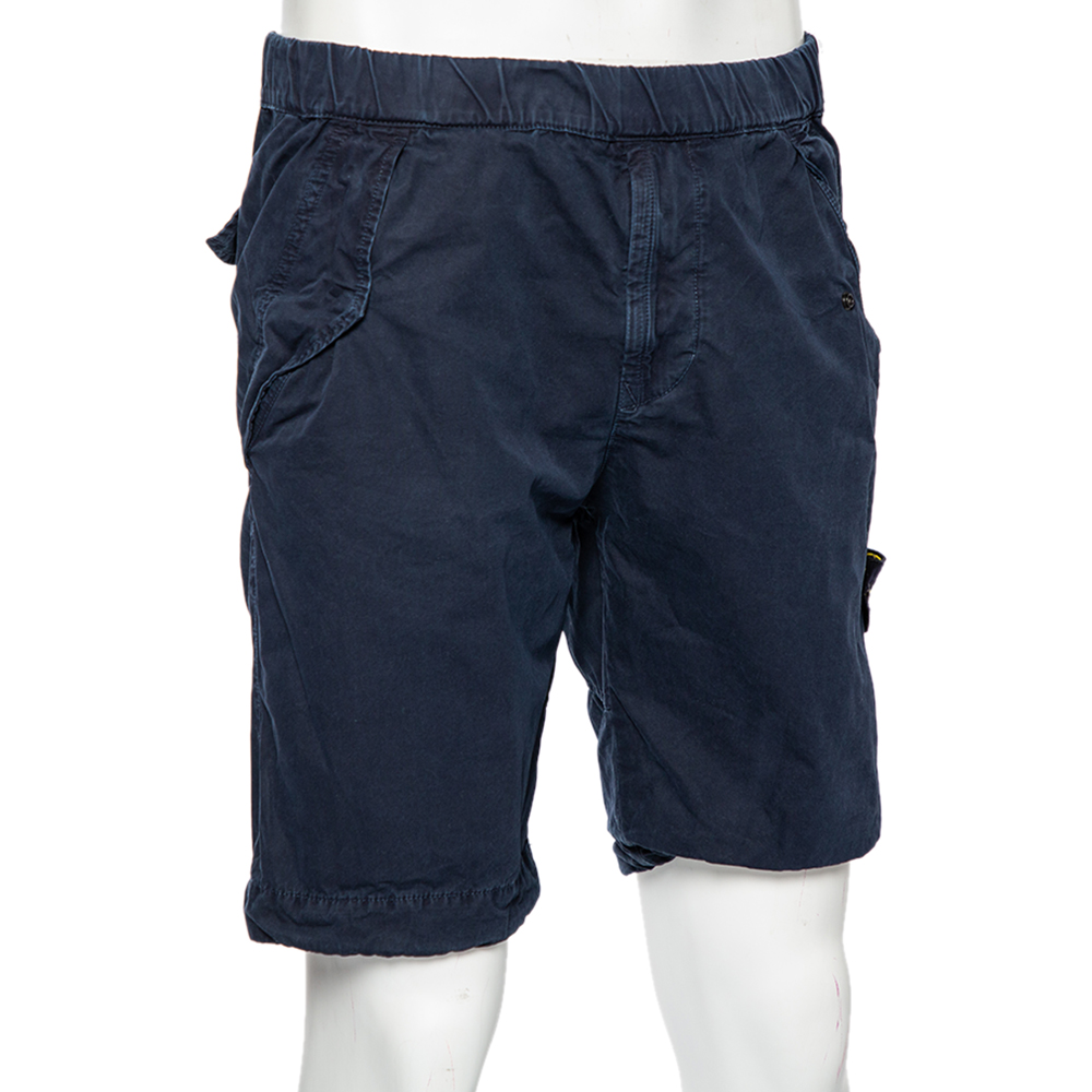 

Stone Island Navy Blue Faded Effect Cotton Cargo Shorts