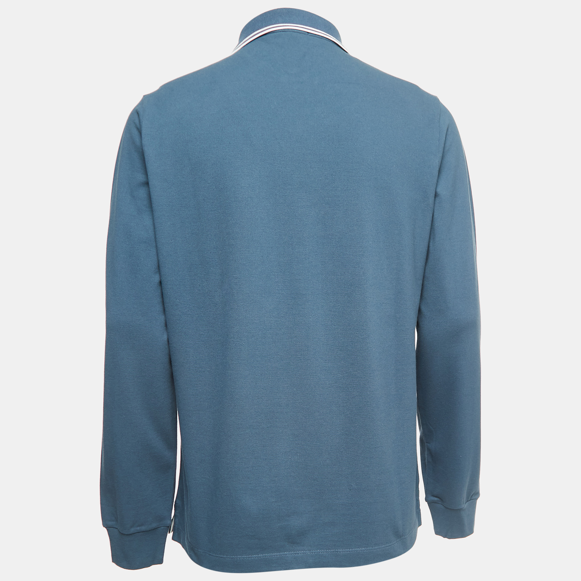 

Stone Island Blue Cotton Pique Full Sleeve Polo T-Shirt