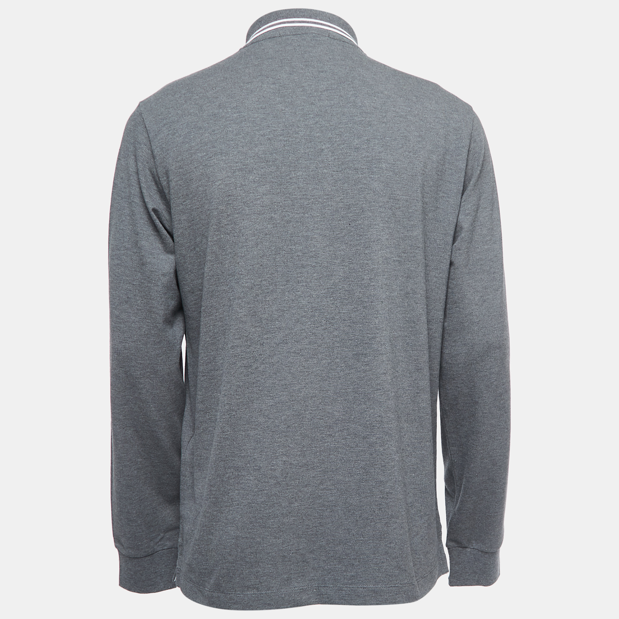 

Stone Island Grey Cotton Pique Full Sleeve Polo T-Shirt