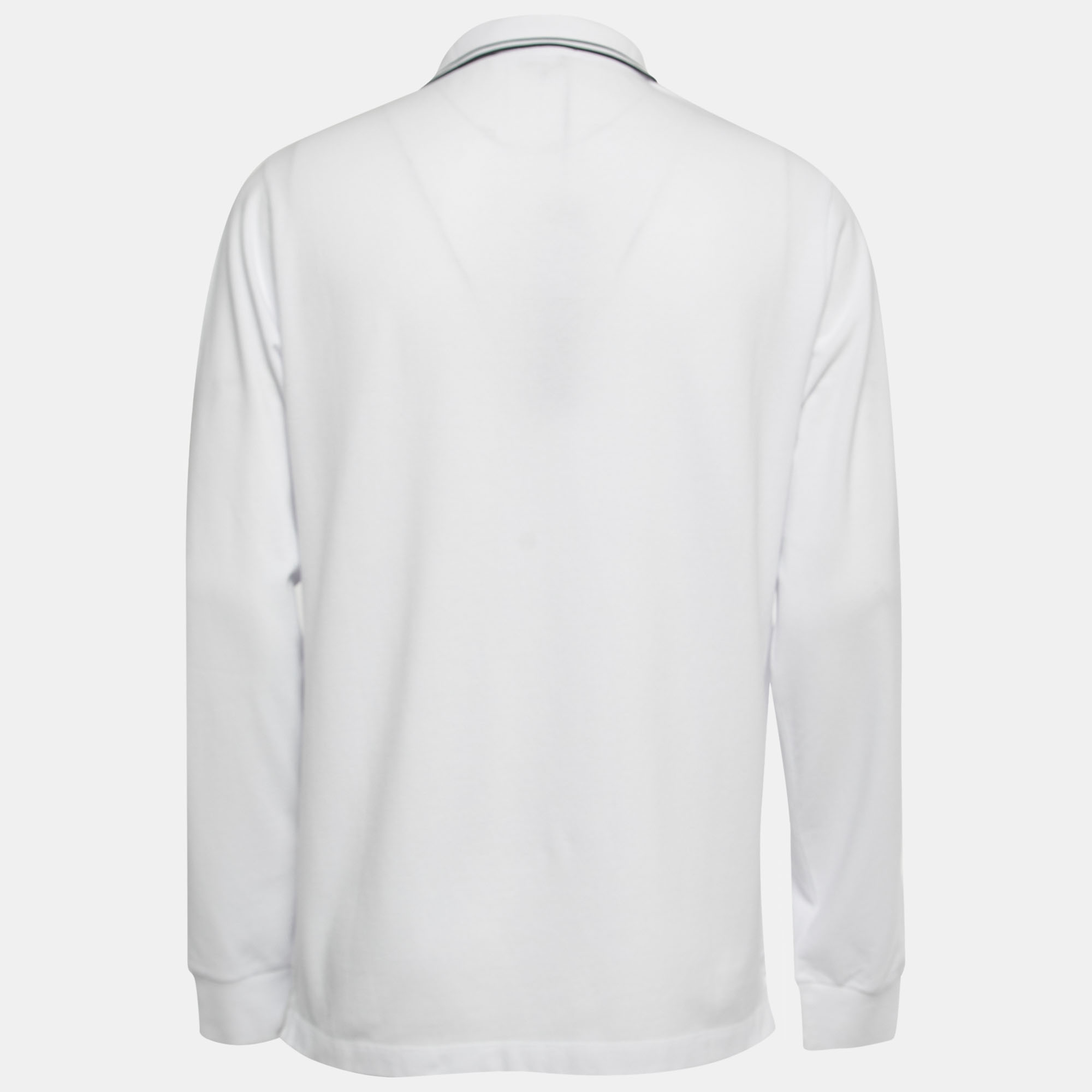 

Stone Island White Cotton Pique Full Sleeve Polo T-Shirt
