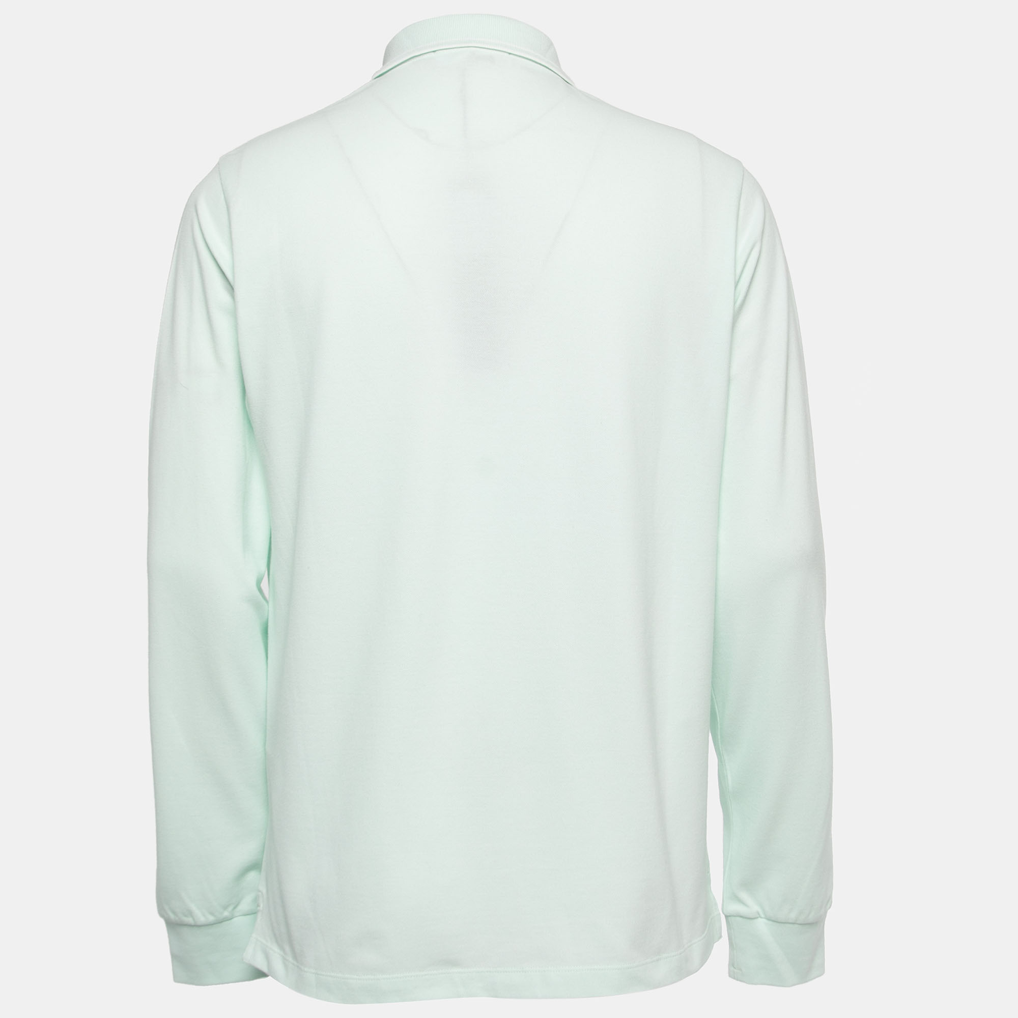 

Stone Island Pastel Green Cotton Pique Full Sleeve Polo T-Shirt