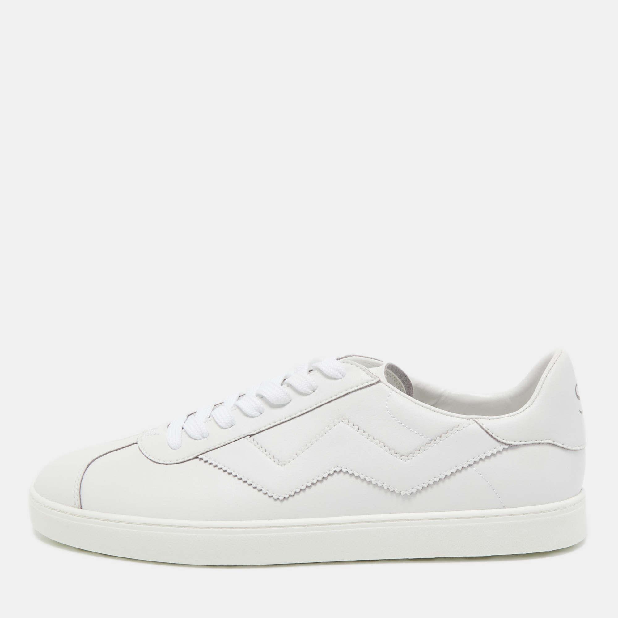 

Stuart Weitzman White Leather Daryl Low Top Sneakers Size