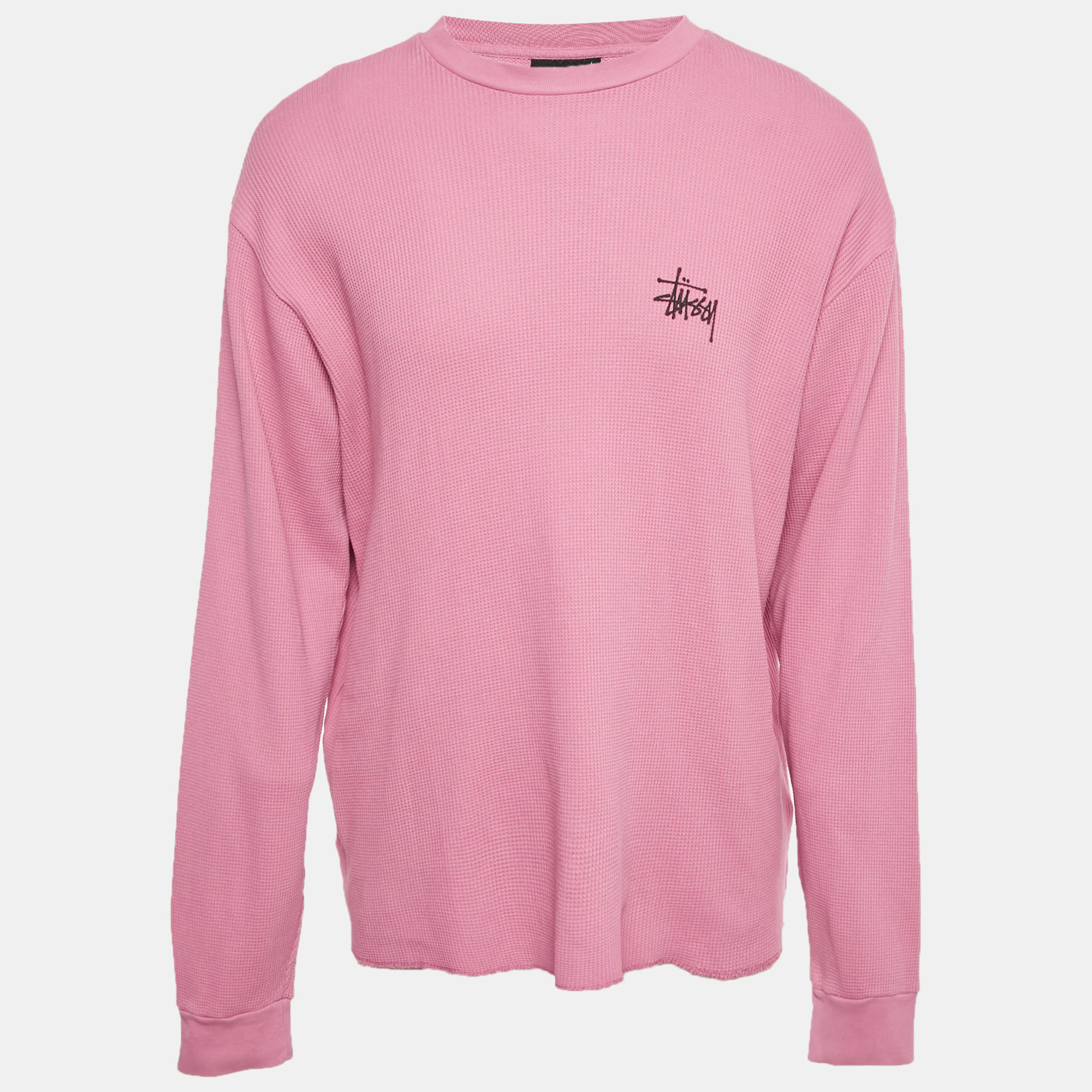

Stussy Pink Cotton Knit Crewneck Sweatshirt L