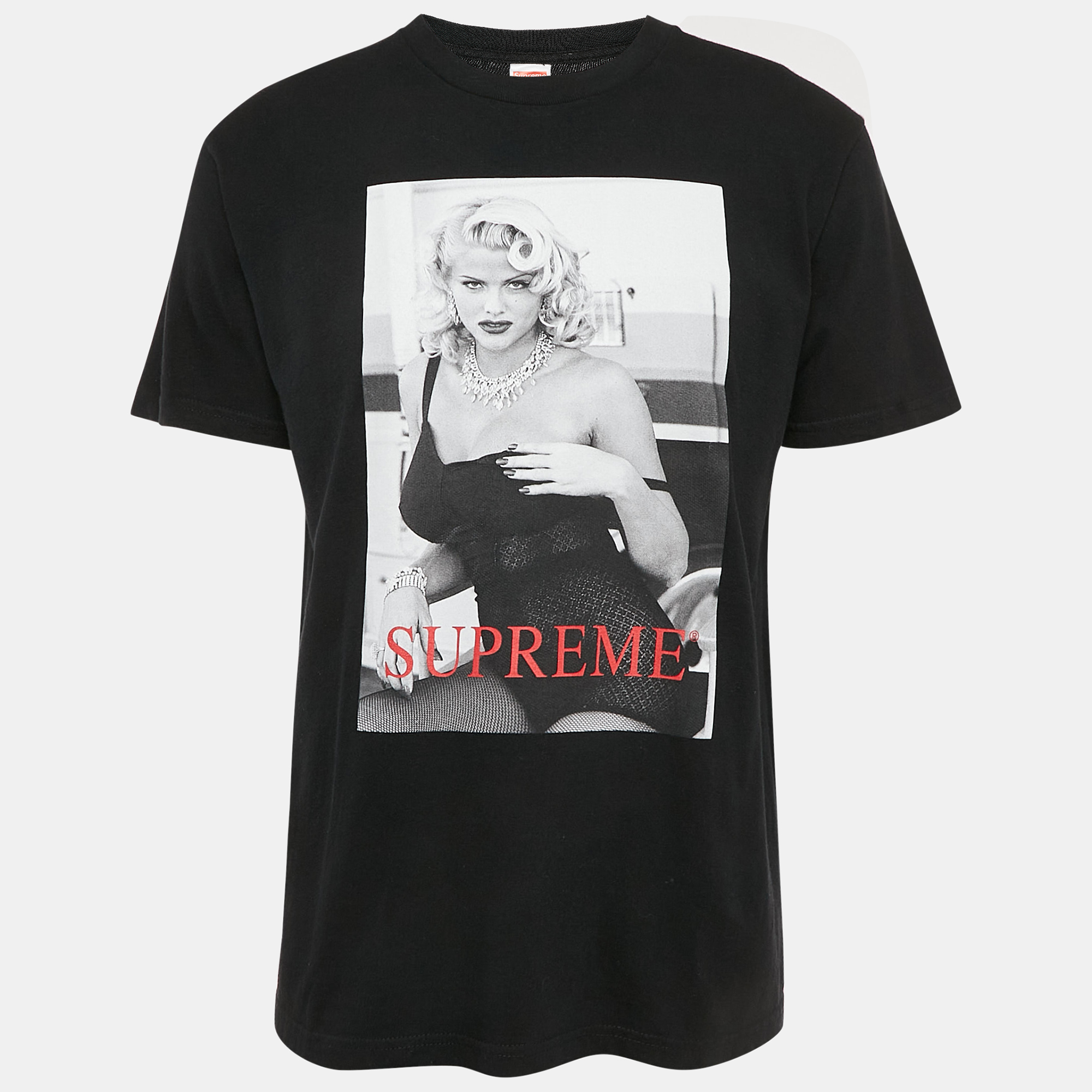 

Supreme Black Anna Nicole Smith Print Cotton Crew Neck T-Shirt M