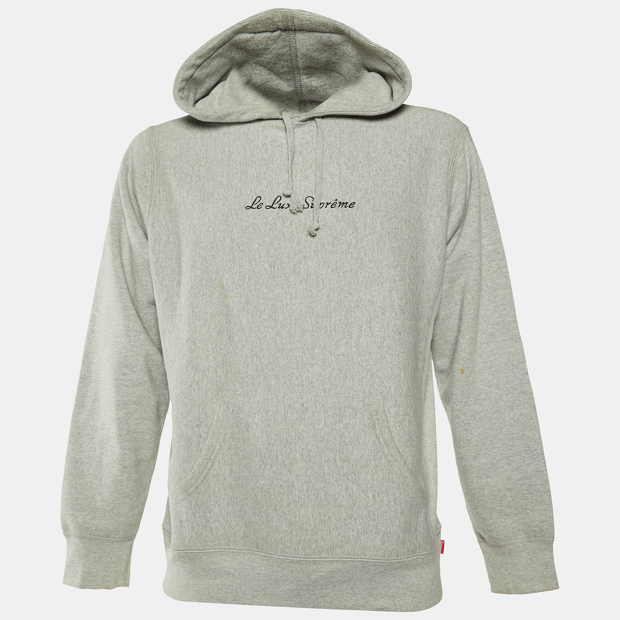 

Supreme Grey Le Luxe Supreme Cotton Hooded Sweatshirt M