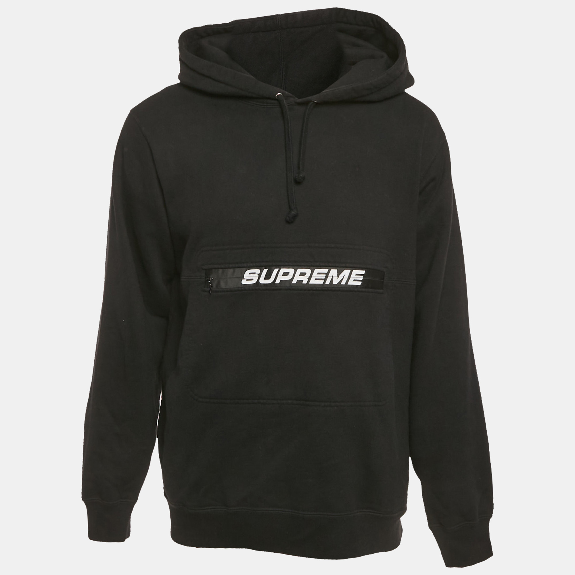 

Supreme Black Cotton Logo Detail Hooded Sweatshirt S