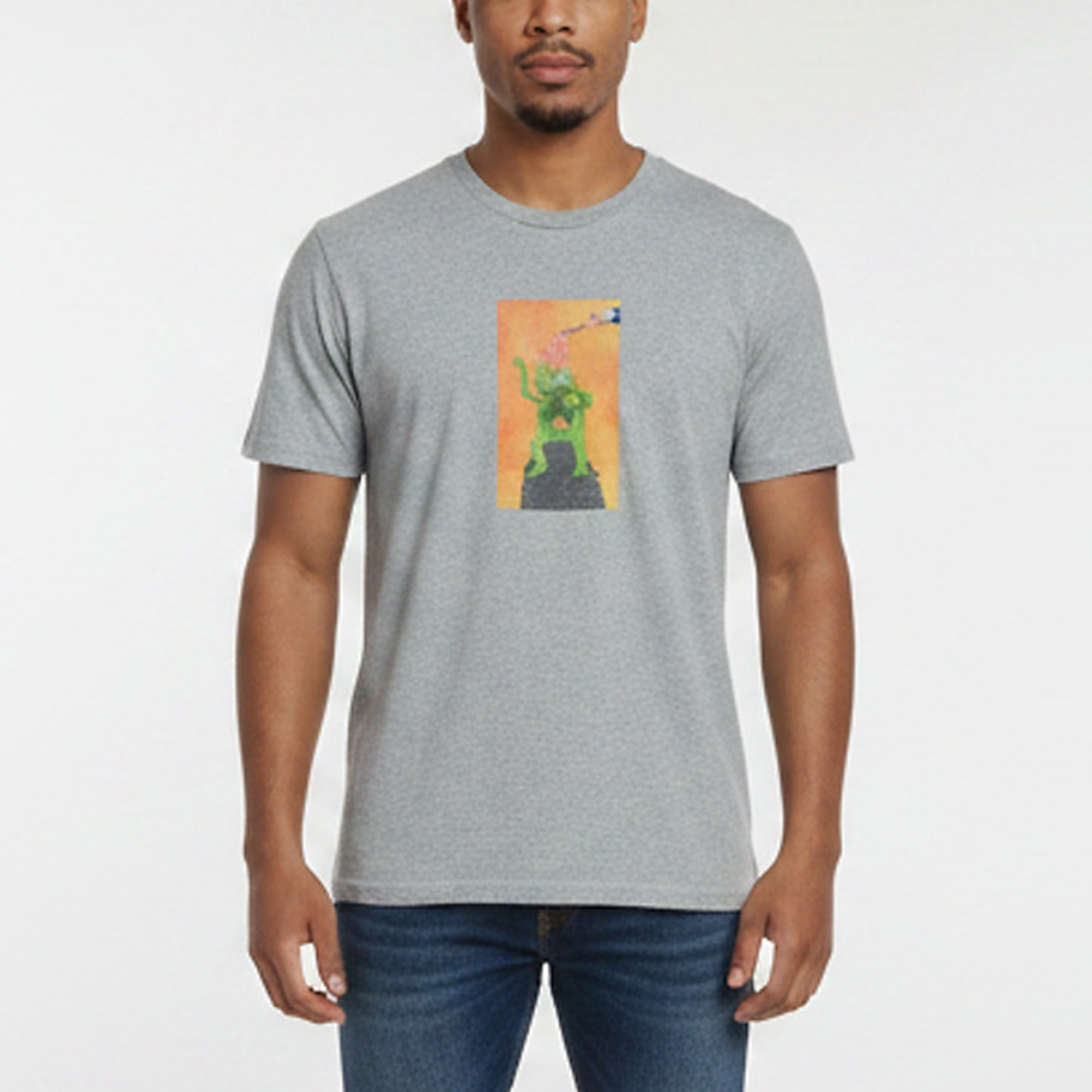 

Supreme Grey Frog Brains Graphic Jersey Crew Neck T-Shirt L
