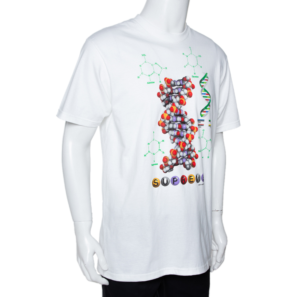 

Supreme White DNA Print Cotton Crew Neck T-Shirt