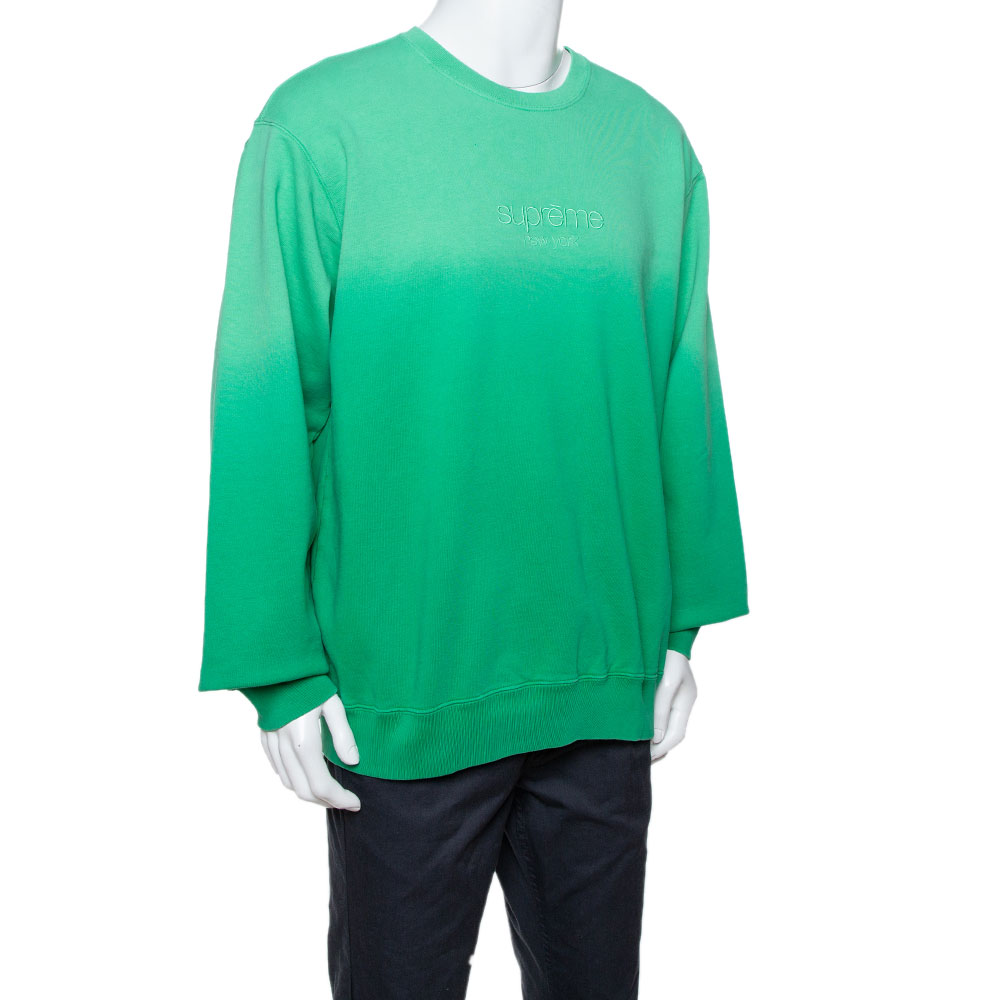 

Supreme Green Dipped Cotton Crew Neck Sweatshirt