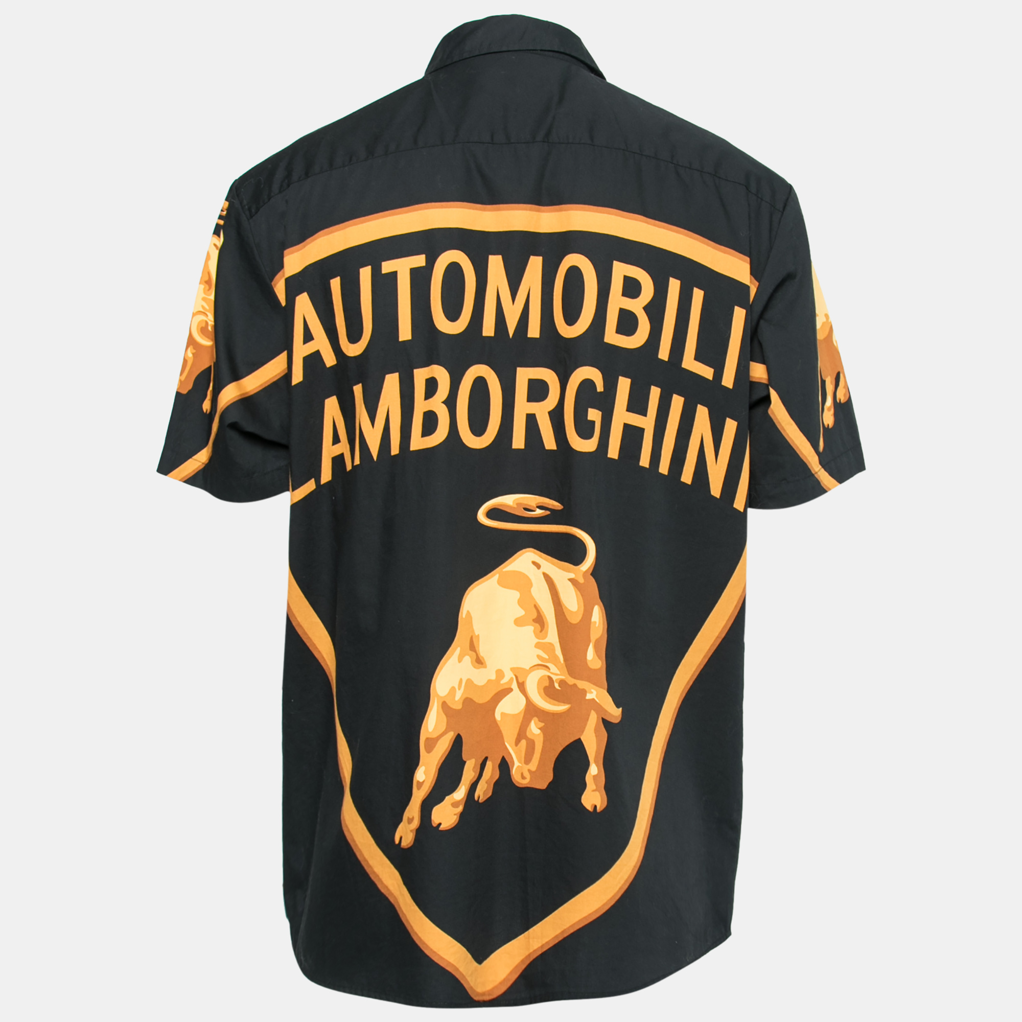 

Supreme Automobili Lamborghini Black Logo Printed Cotton Short Sleeve Shirt