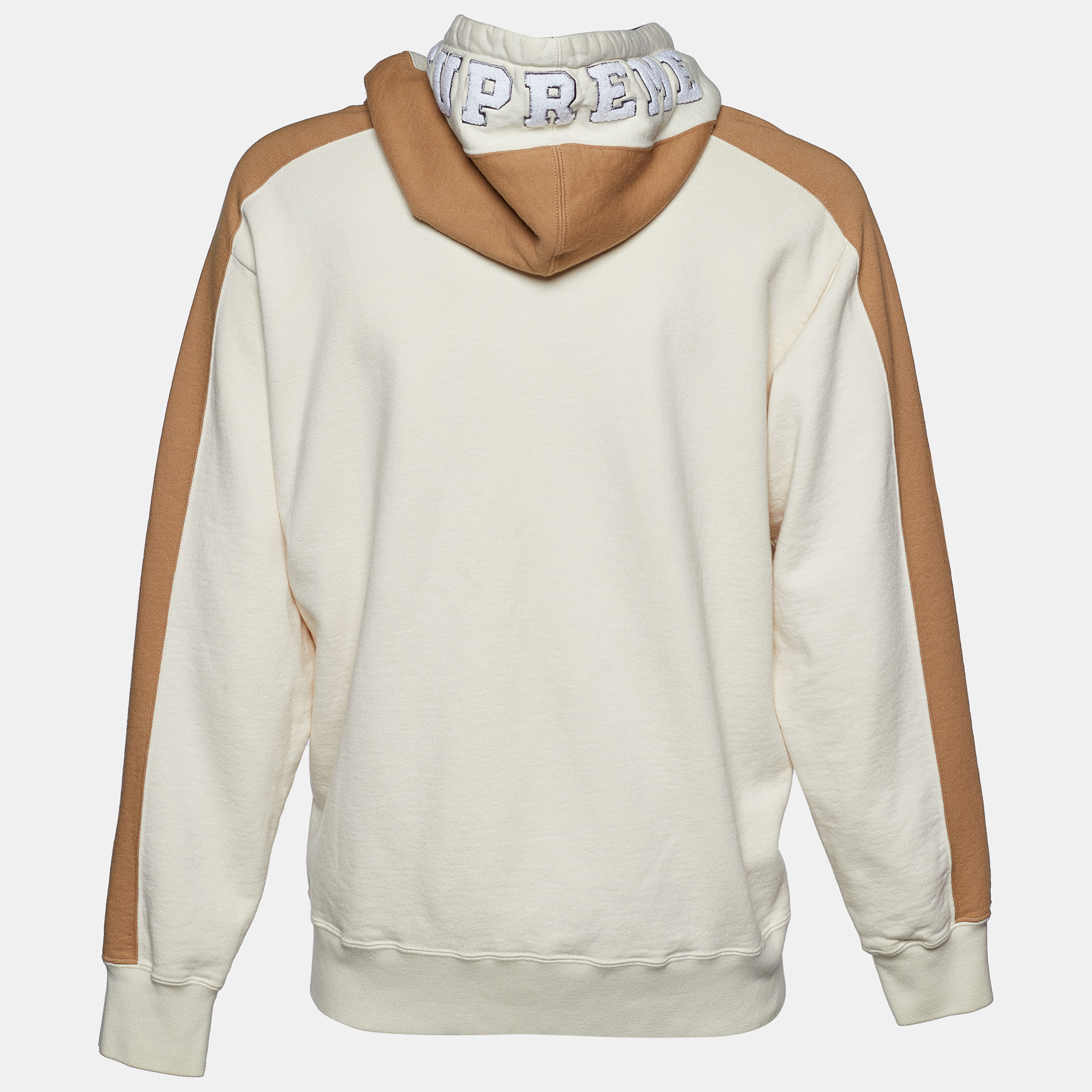 

Supreme Cream Cotton Knit Logo Embroidered Hood Sweatshirt