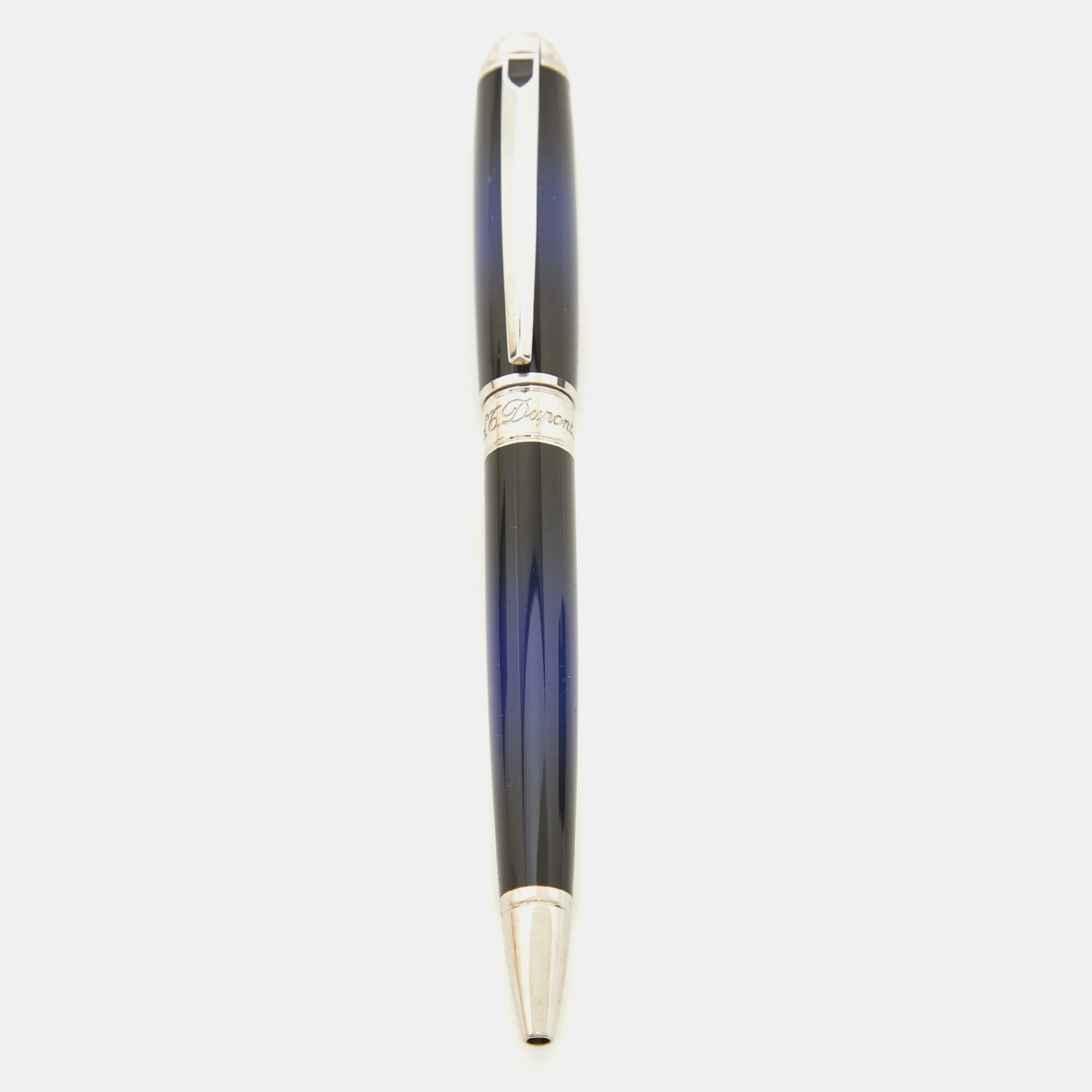 

S.T. Dupont Ligne D Atelier Sunburst Blue Lacquer Silver Tone Ballpoint Pen