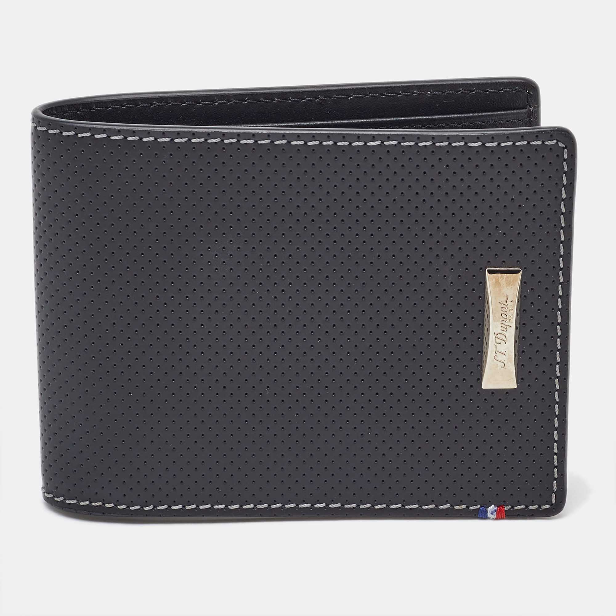 

S.T. Dupont Black Perforated Leather Bifold Wallet