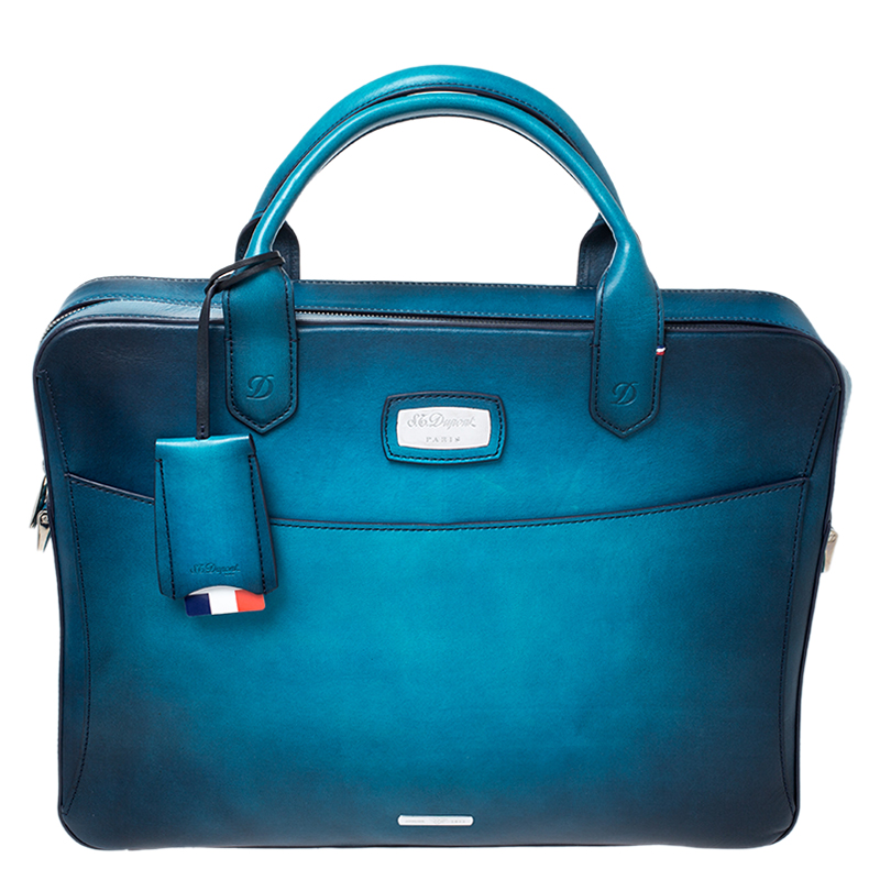 Pre-owned St Dupont Blue Ombre Leather Atelier Document Briefcase