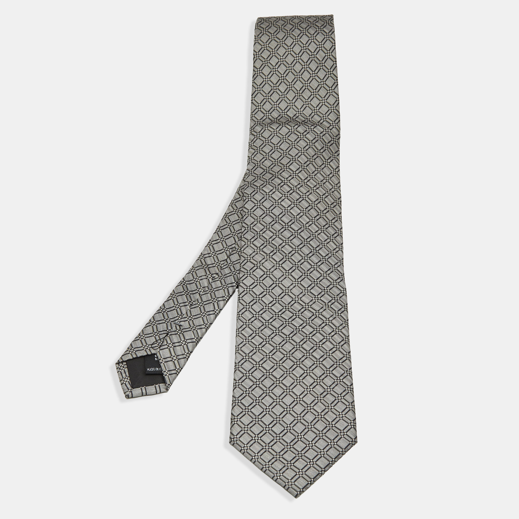

S.T. Dupont Grey Geometric Pattern Tie
