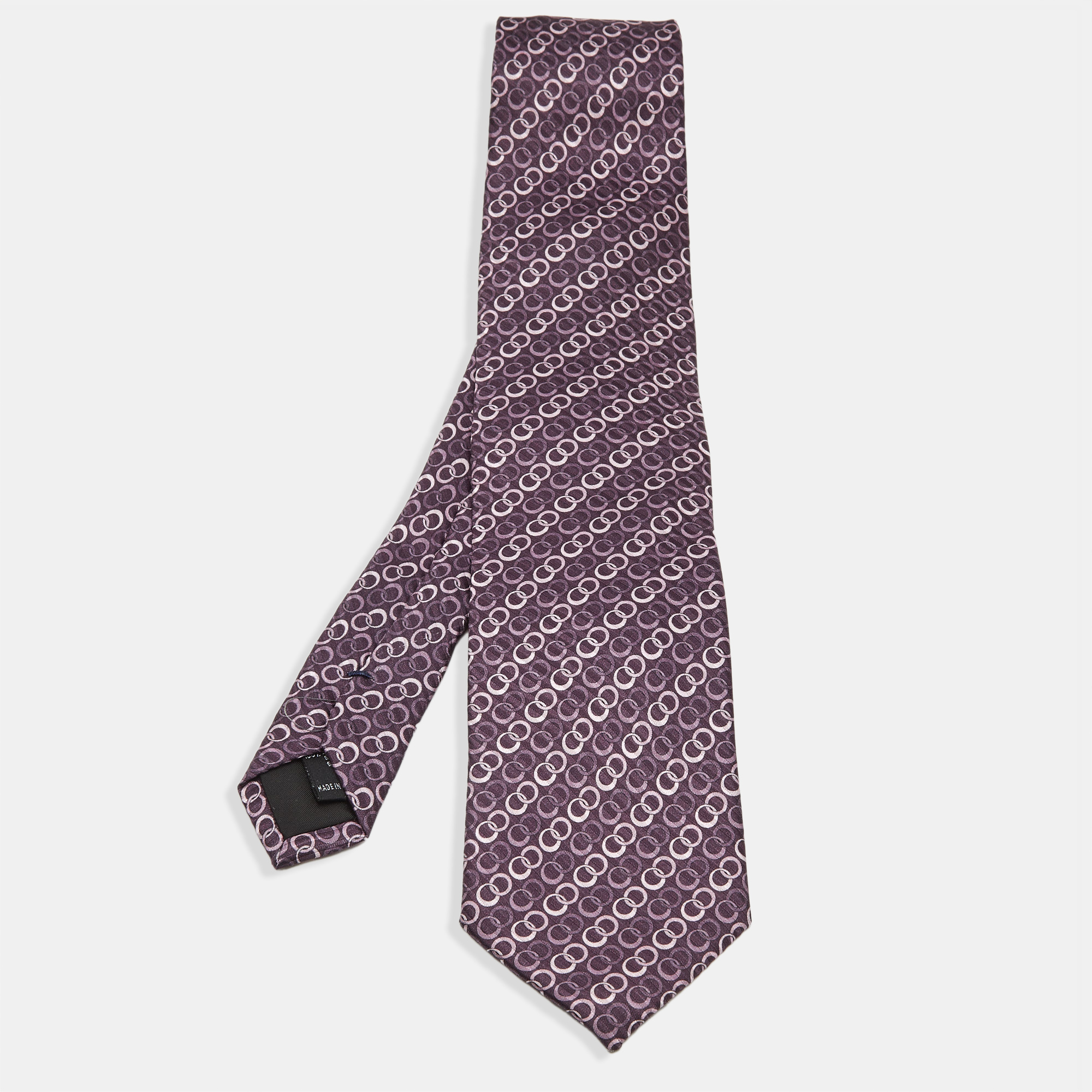 Pre-owned St Dupont Purple Circle Pattern Silk Tie