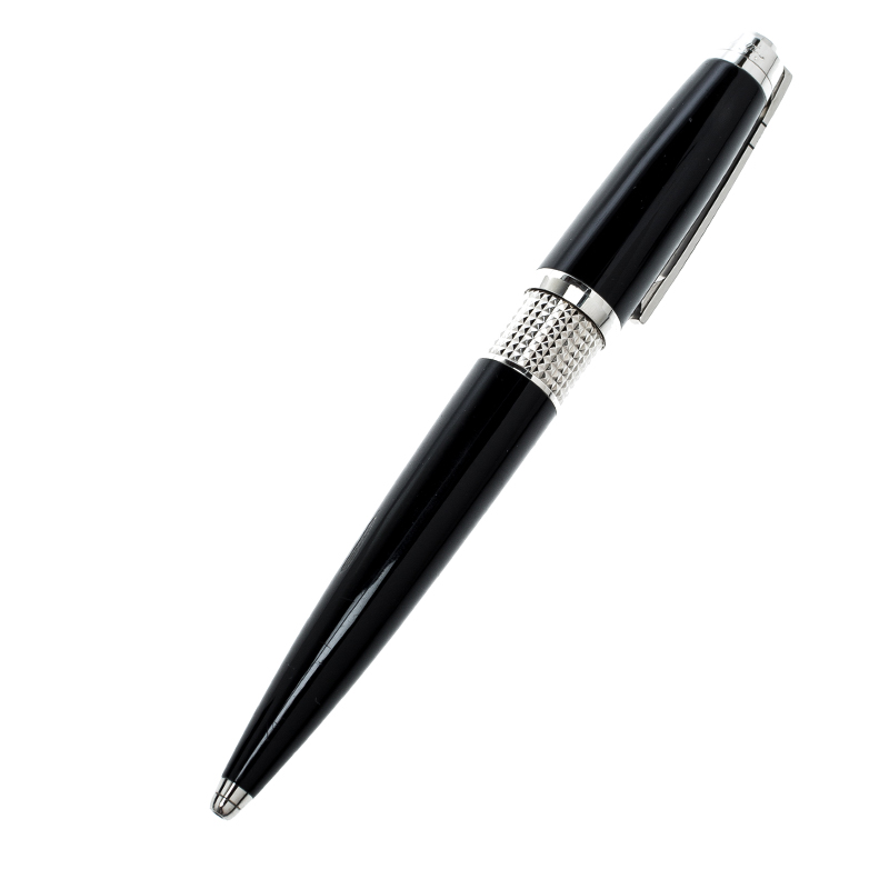 S.T. Dupont Black Resin Silver Tone Ballpoint Pen