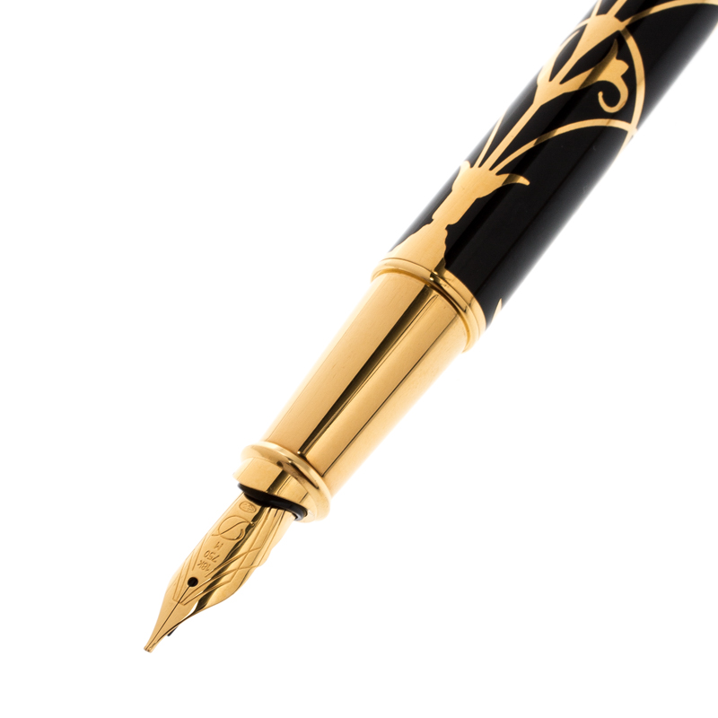 

S.T. Dupont Neoclassic Chinese Lacquered Gold Finish Limited Edition Fountain Pen, Black