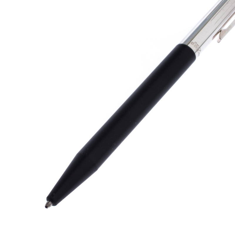 

S.T. Dupont Black Soft Touch Classique Silver Tone Ballpoint Pen