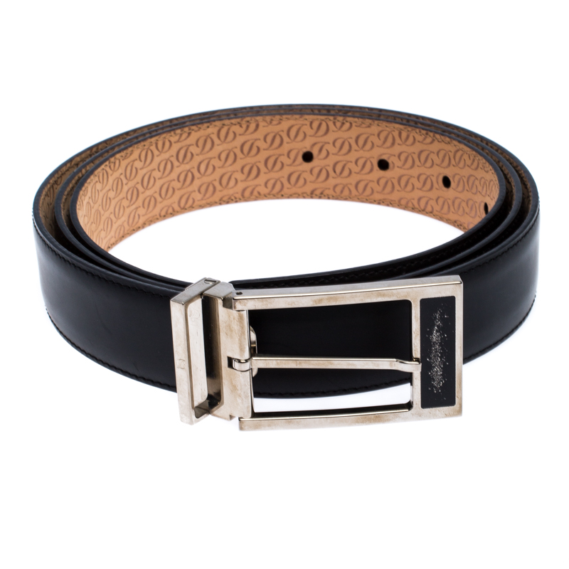 

S.T. Dupont Black Leather Silver Line D Heritage Belt