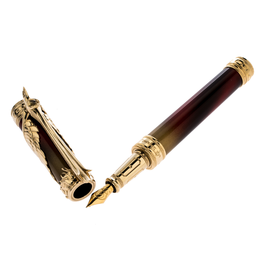 Pre-owned St Dupont Phoenix Renaissance Prestige Lacquer Limited Edition Fountain Pen In Gold