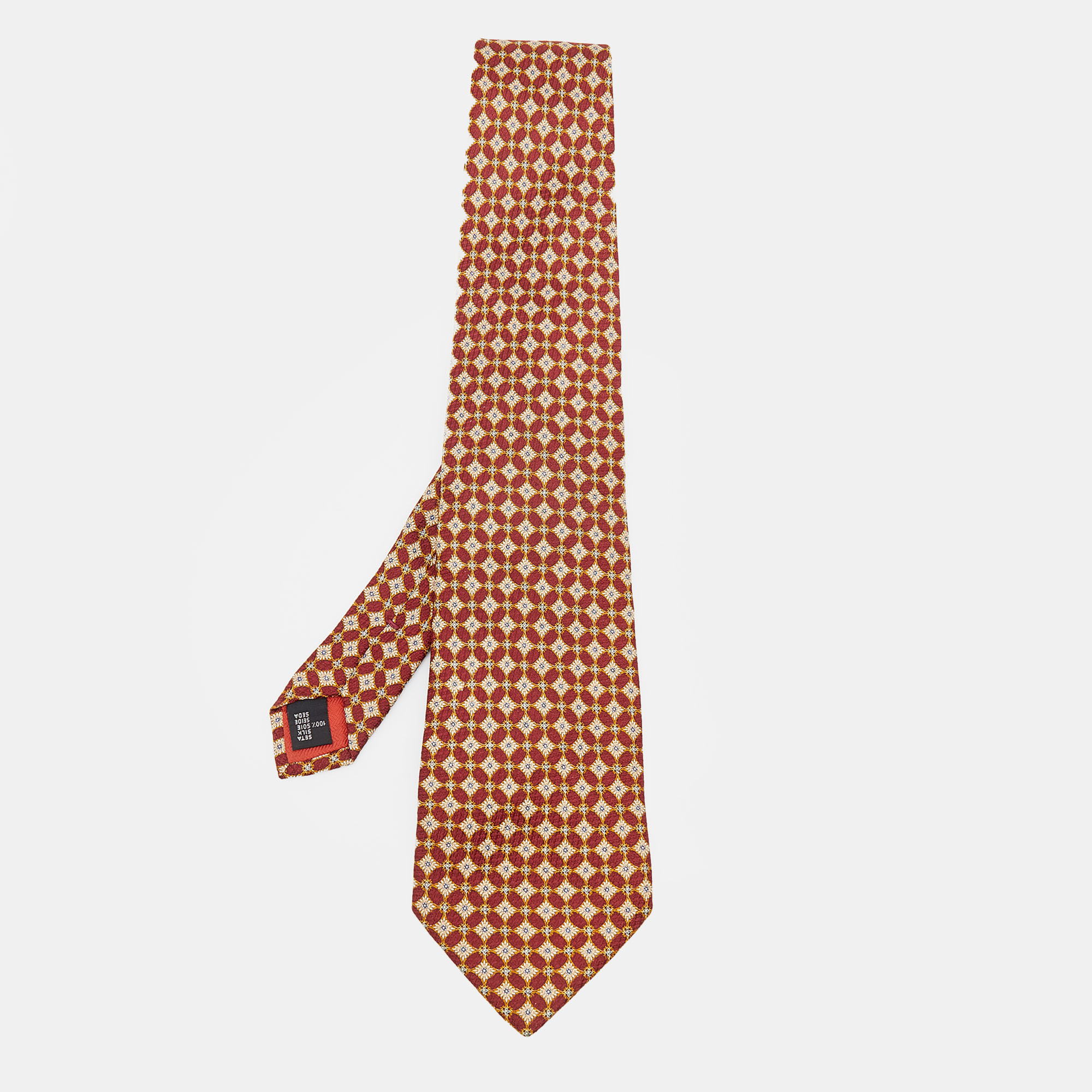 Pre-owned St Dupont Bicolor Floral Motif Jacquard Silk Tie