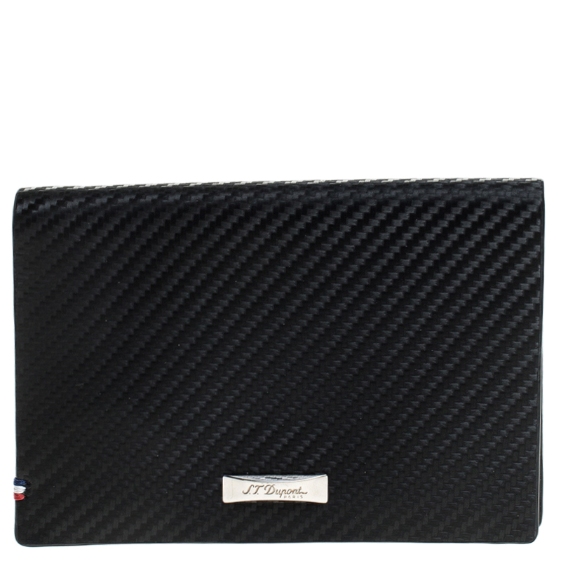 Pre-owned St Dupont S.t Dupont Black Carbon Leather Business Card Case