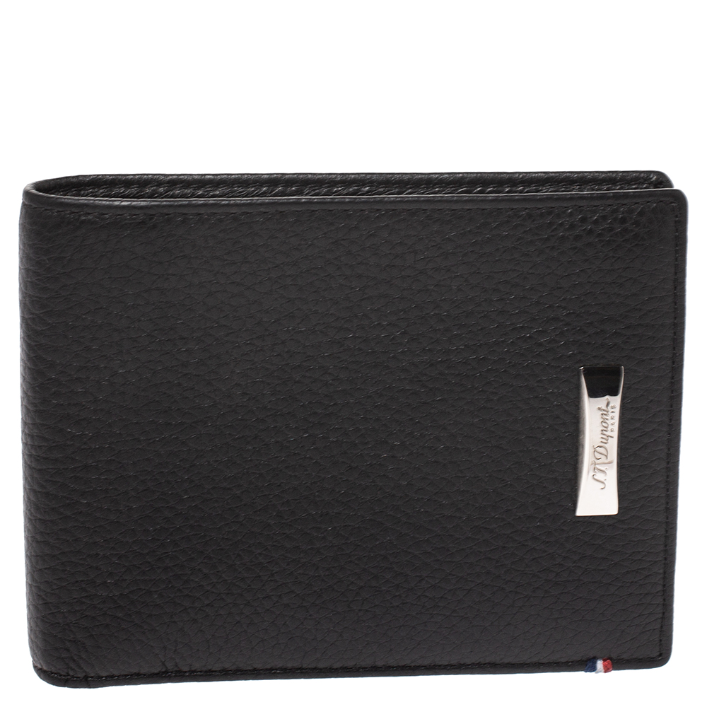 S.T. Dupont Black Carbon Leather Bifold Wallet