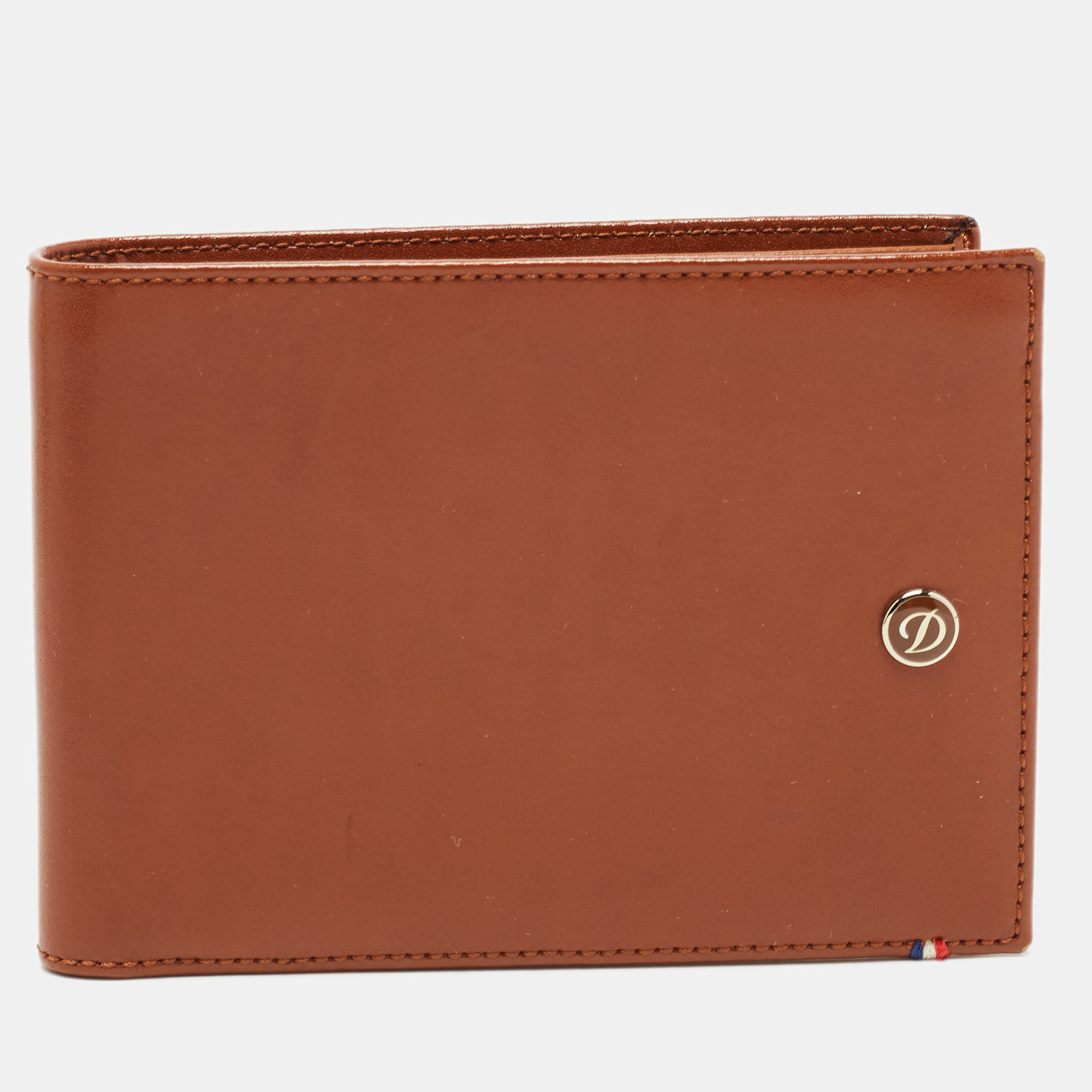 Pre-owned St Dupont Brown Leather Bifold Wallet