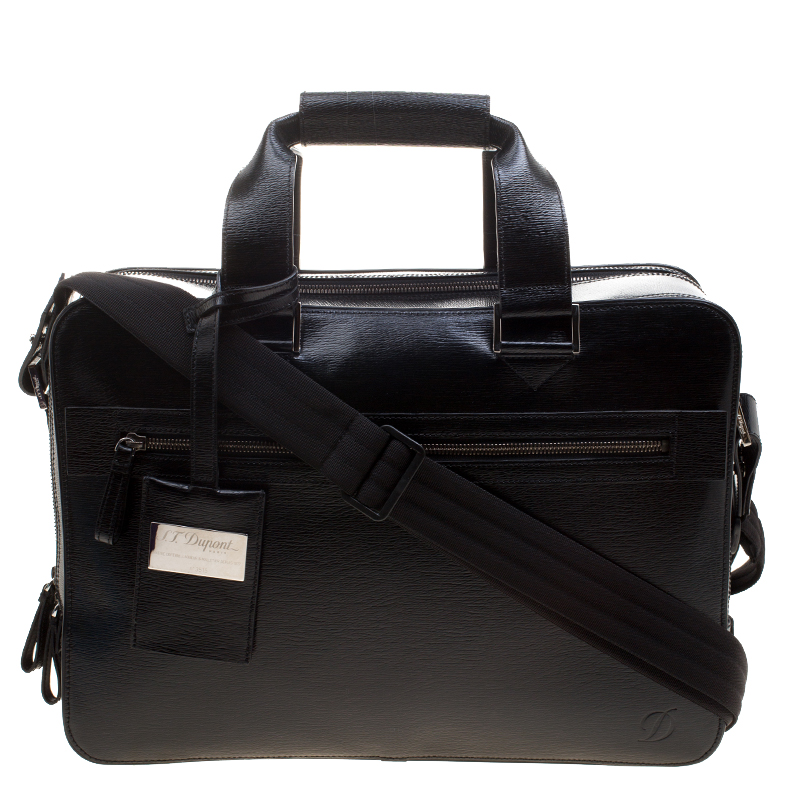S.T. Dupont Black Leather Document Holder Briefcase 