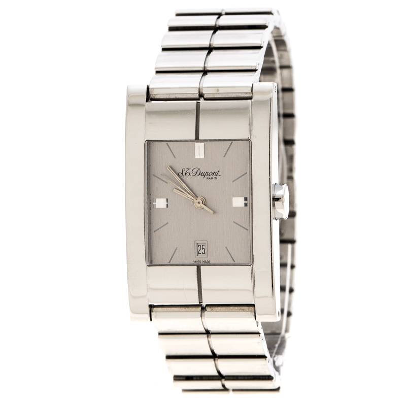 S.T. Dupont Silver  Stainless Steel 151F1CU83 Men's Wristwatch 25 mm