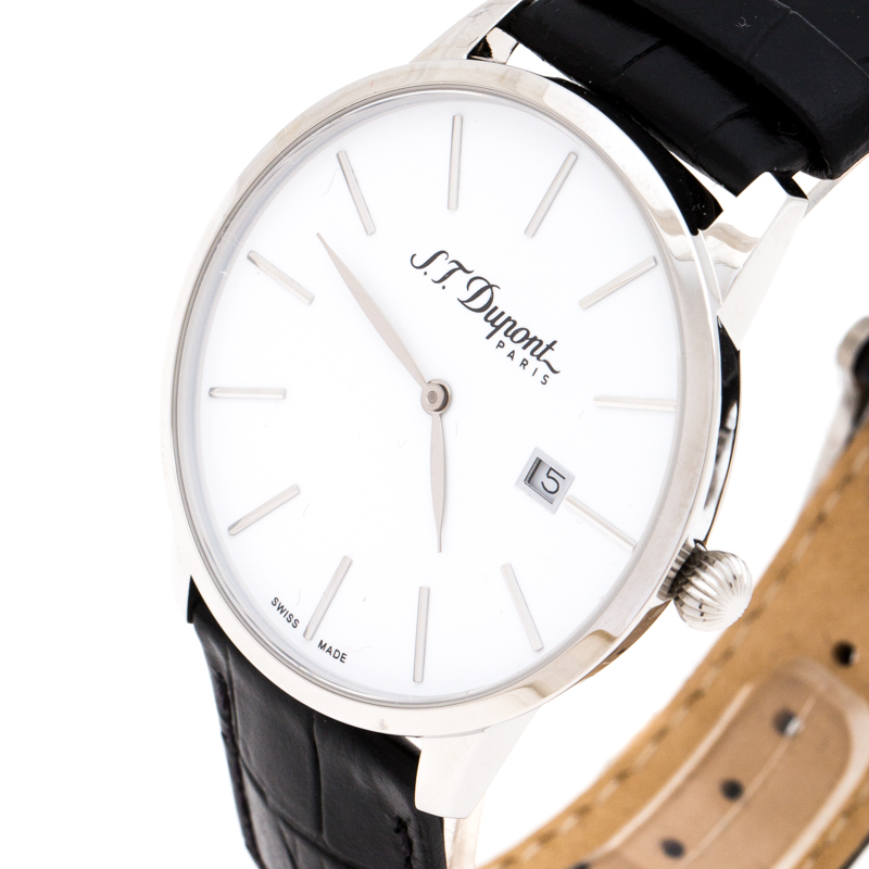 

S.T. Dupont White Stainless Steel Men's Wristwatch 39 MM, Black