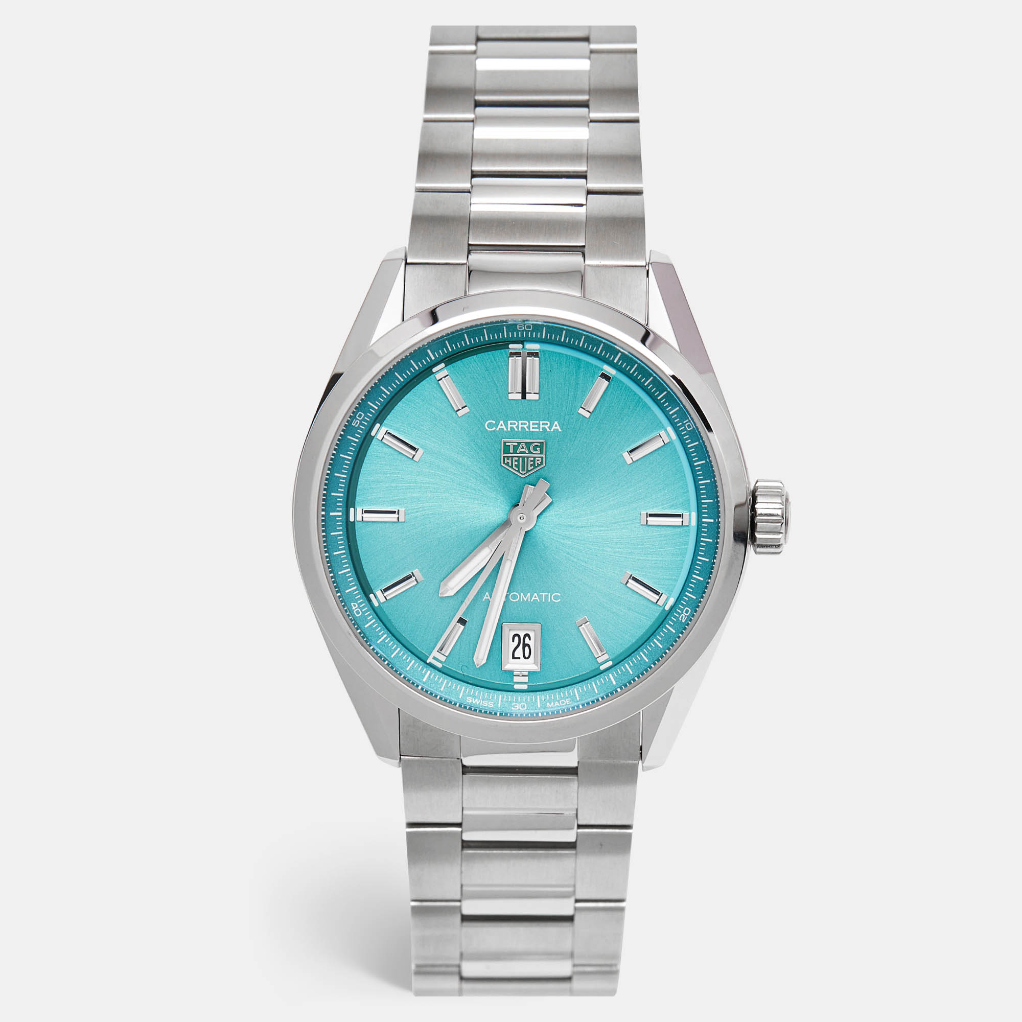 

TAG Heuer Turquoise Blue Stainless Steel Carrera WBN2516.BA0001 Women's Wristwatch, Silver