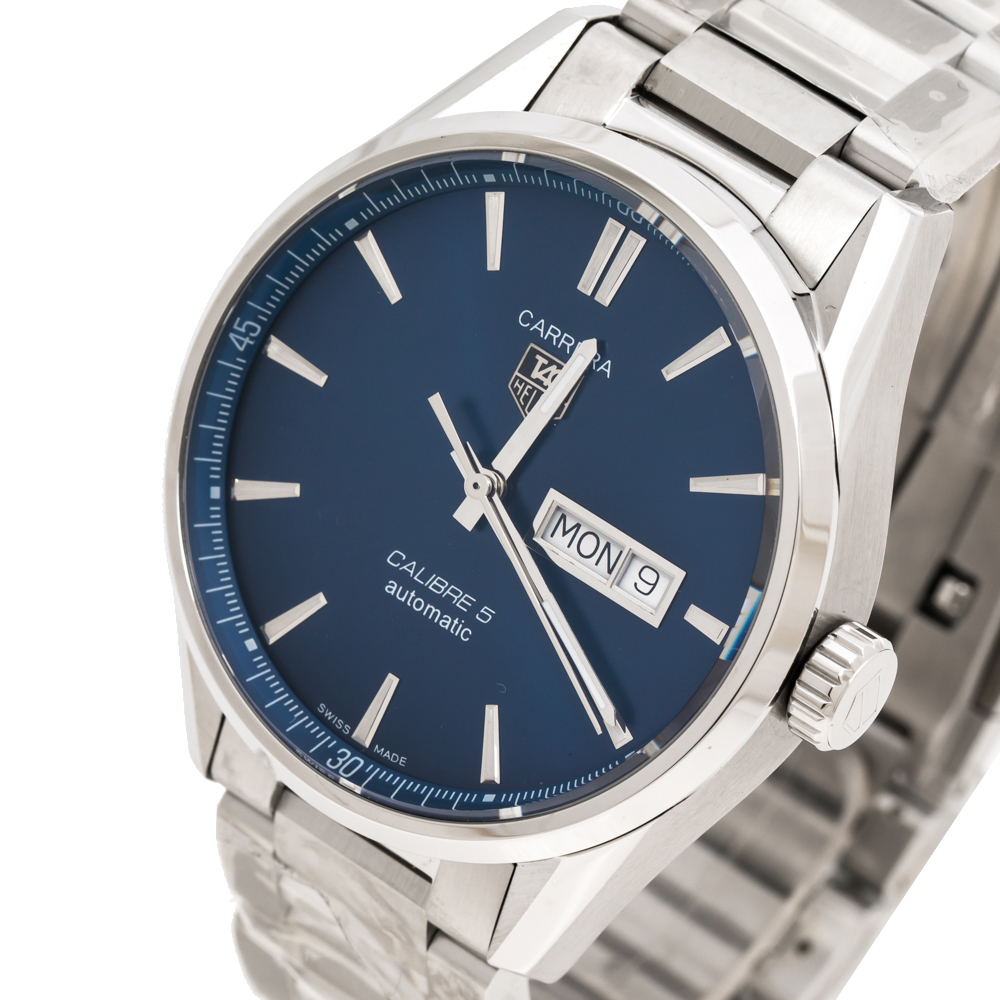 

Tag Heuer Blue Stainless Steel Carrera Caliber, Silver