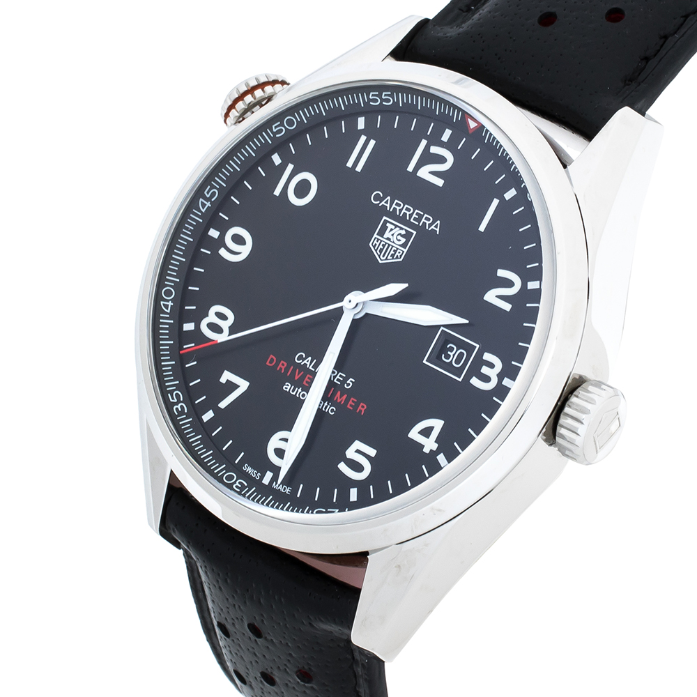 

TAG Heuer Black Stainless Steel Carrera Drive Time WAR2A10.FC6337 Men's Wristwatch