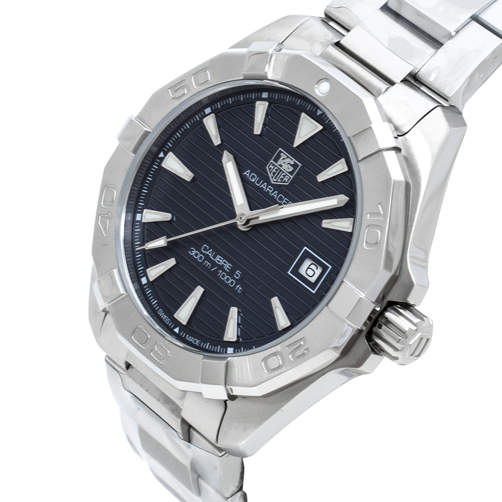 

Tag Heuer Blue Stainless Steel Aquaracer WAY2112.BA0928 Men's Wristwatch, Silver