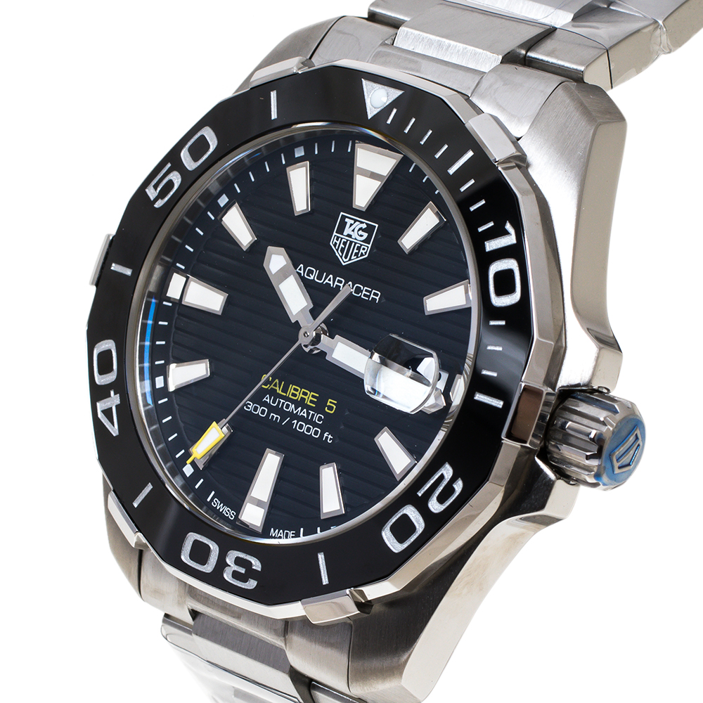 

Tag Heuer Black Ceramic Stainless Steel Aquaracer WAY211A.BA0928 Men's Wristwatch, Silver