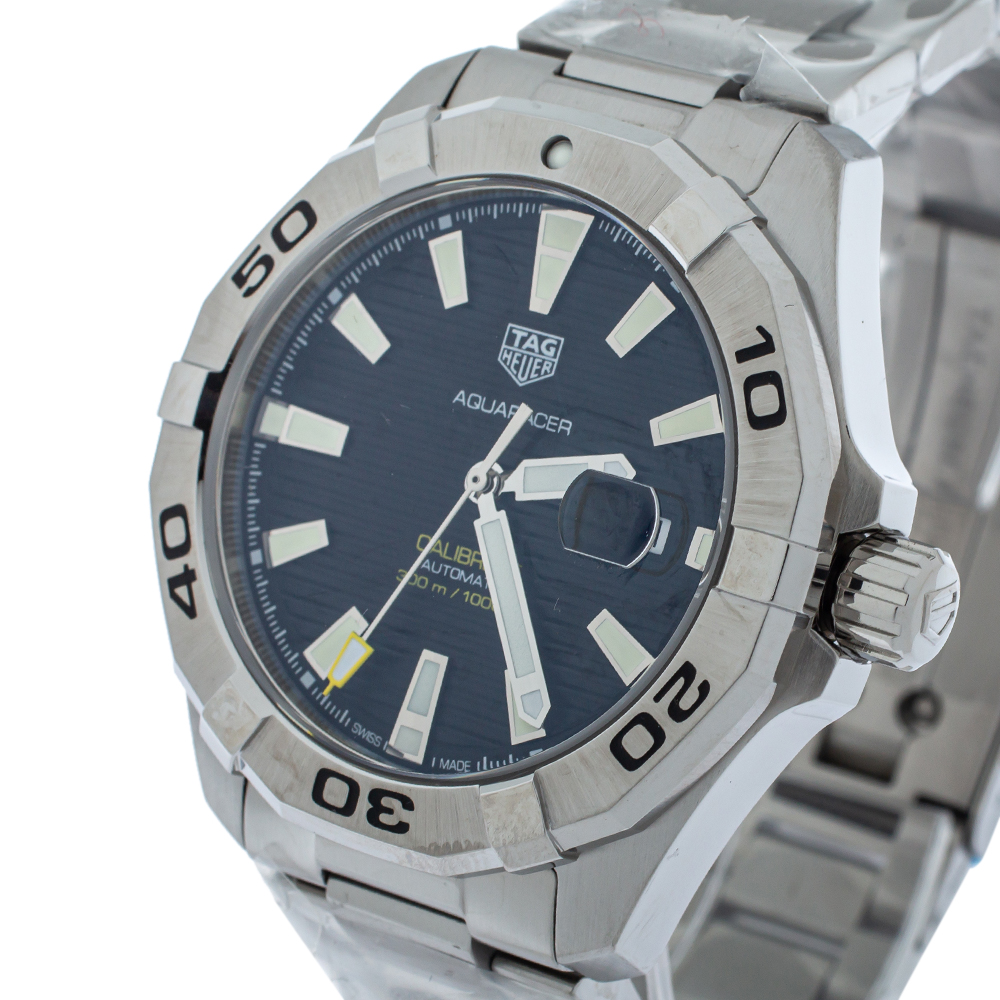 

Tag Heuer Black Brushed Stainless Steel Aquaracer WAY2010 Automatic Men's Wristwatch