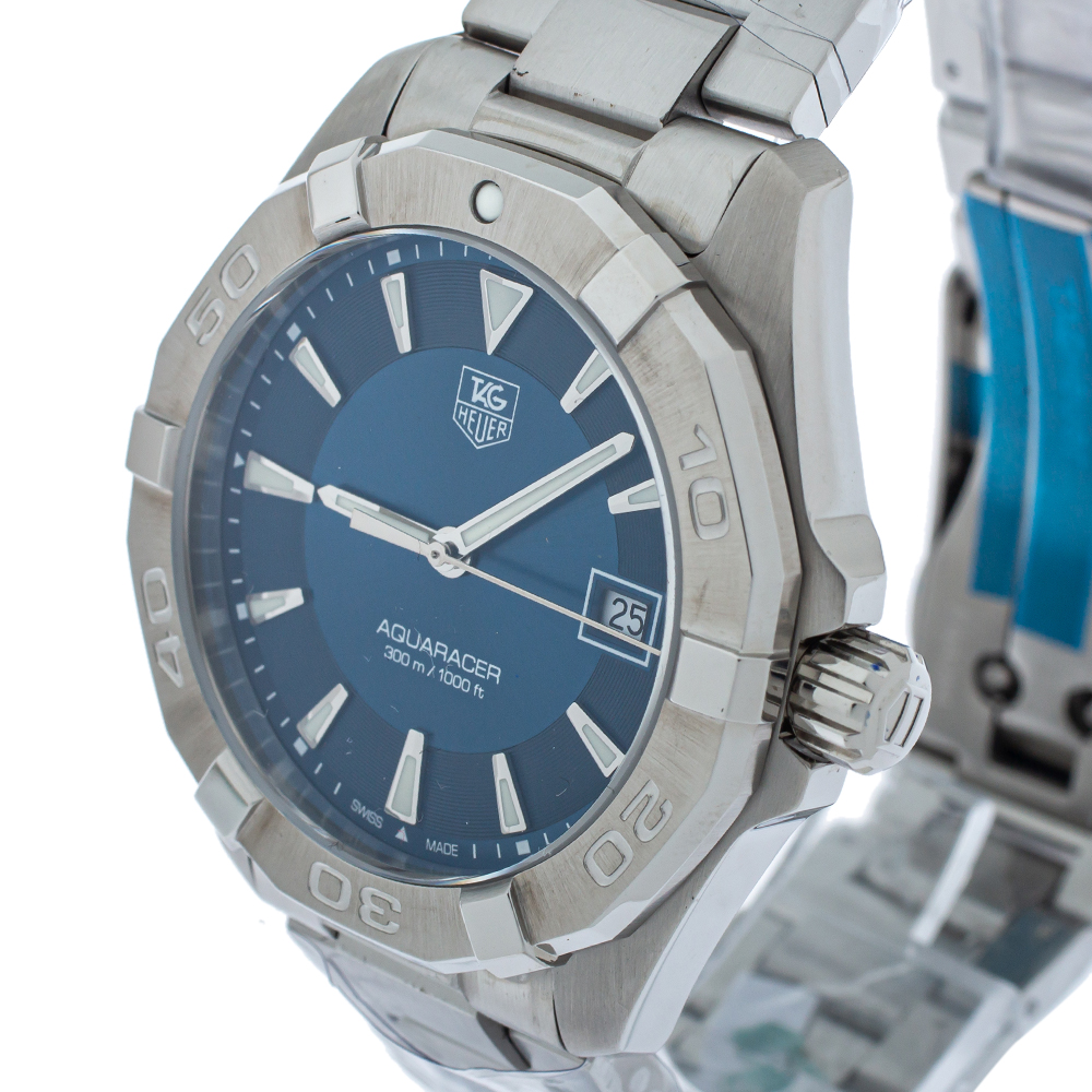 

Tag Heuer Blue Stainless Steel Aquaracer WAY1112 Men's Wristwatch